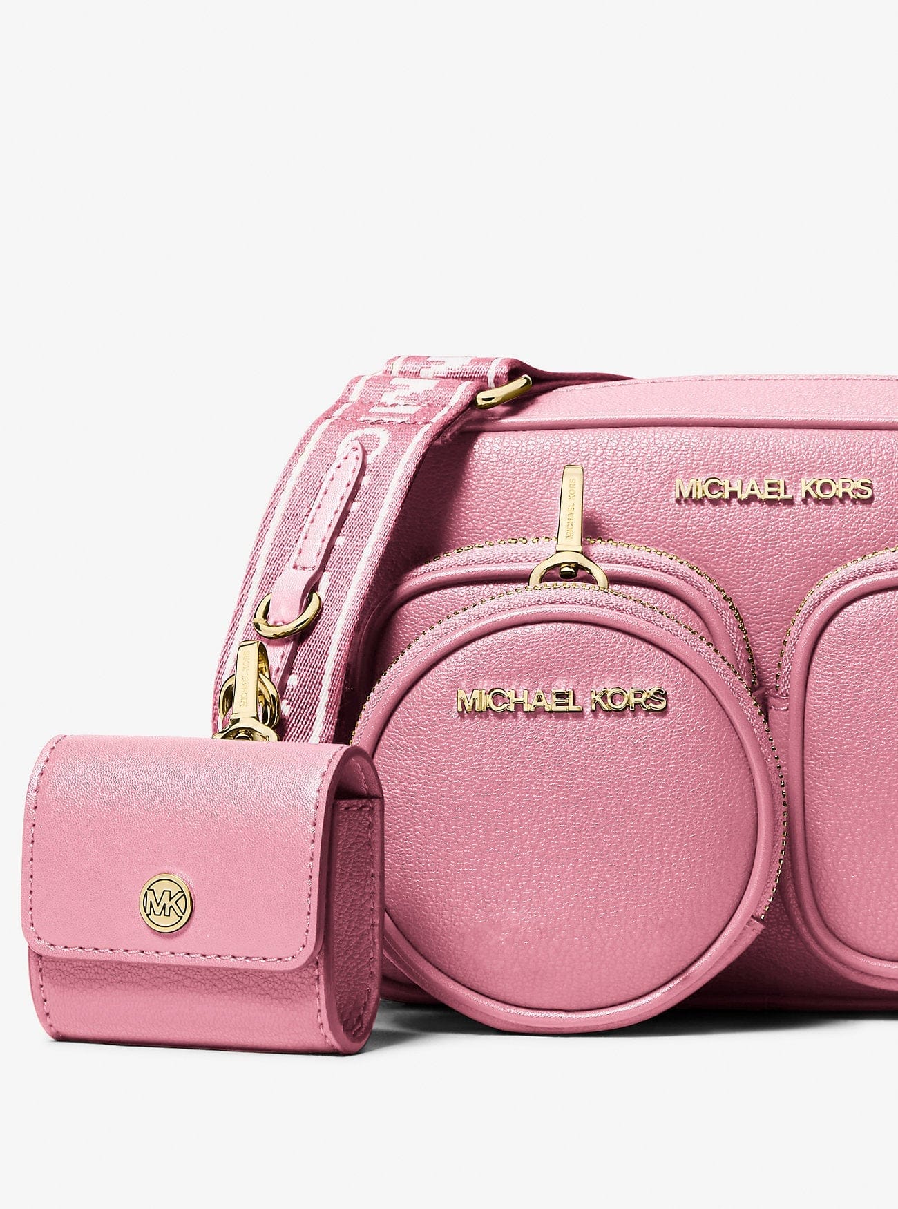 Michael Kors Jet Set Travel Medium Leather Messenger Bag Carnation
