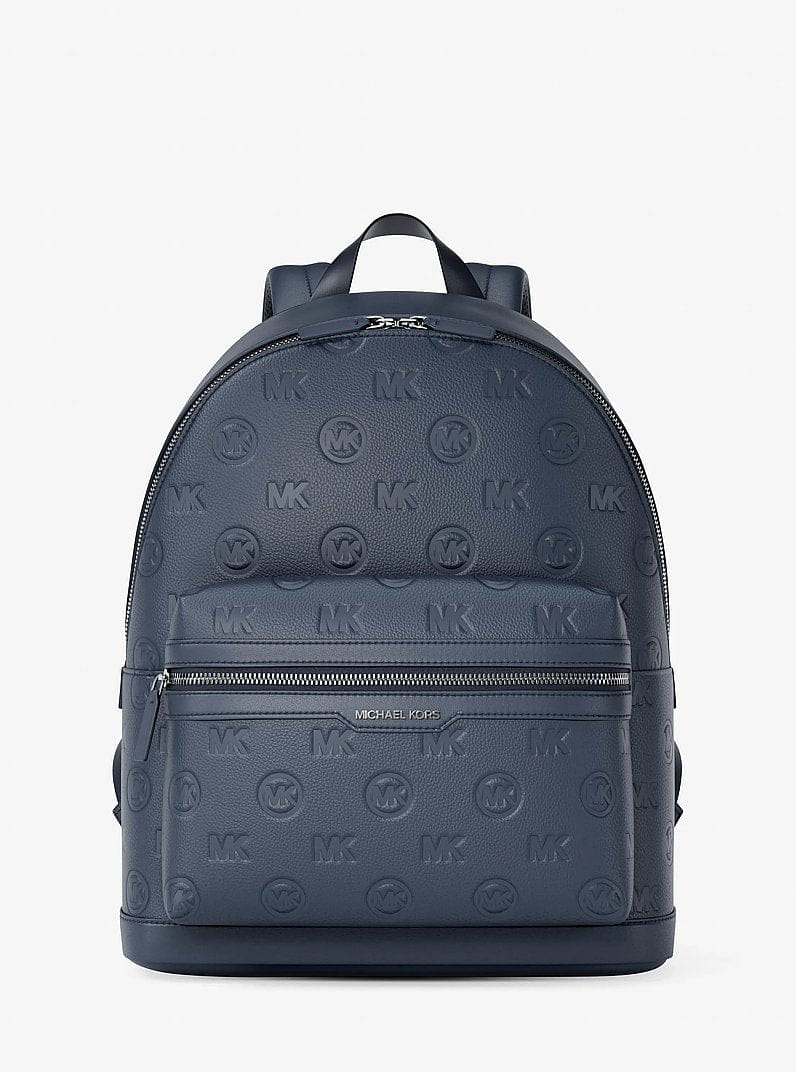 Michael Kors Cooper Medium Logo Debossed Dome Backpack Navy