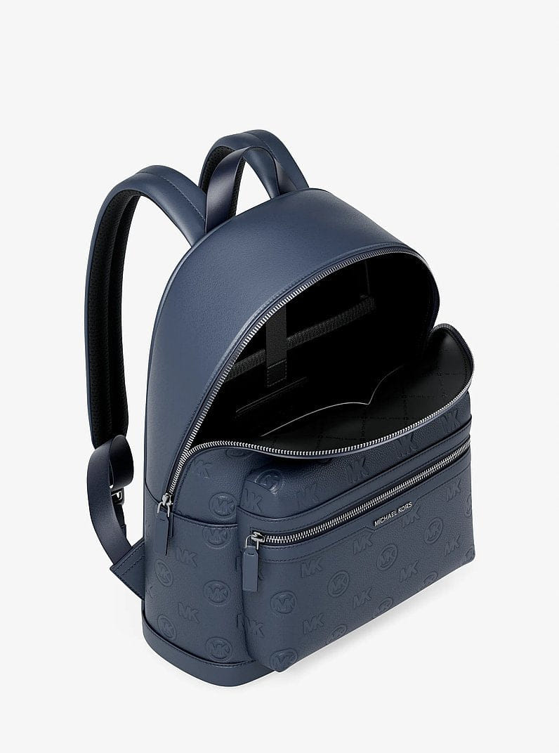 Michael Kors Cooper Medium Logo Debossed Dome Backpack Navy