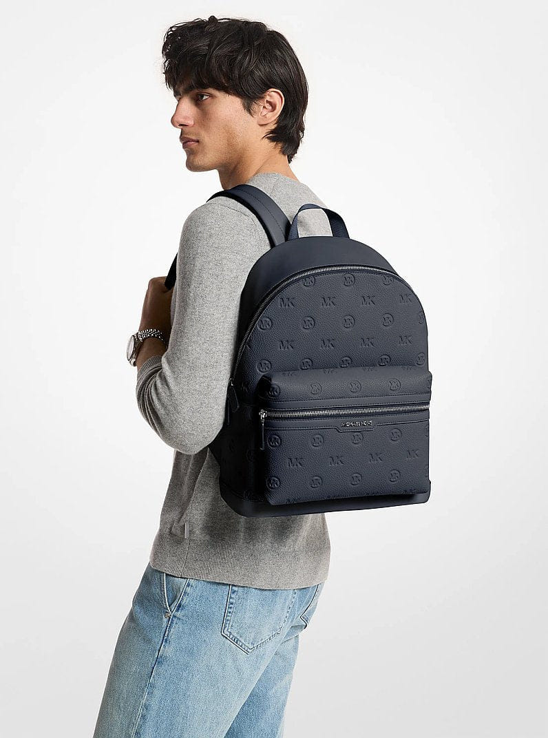 Michael Kors Cooper Medium Logo Debossed Dome Backpack Navy