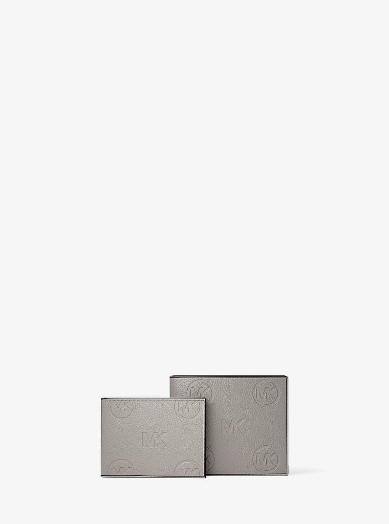Michael Kors Cooper Logo Debossed Billfold Wallet With Passcase Pearl Grey