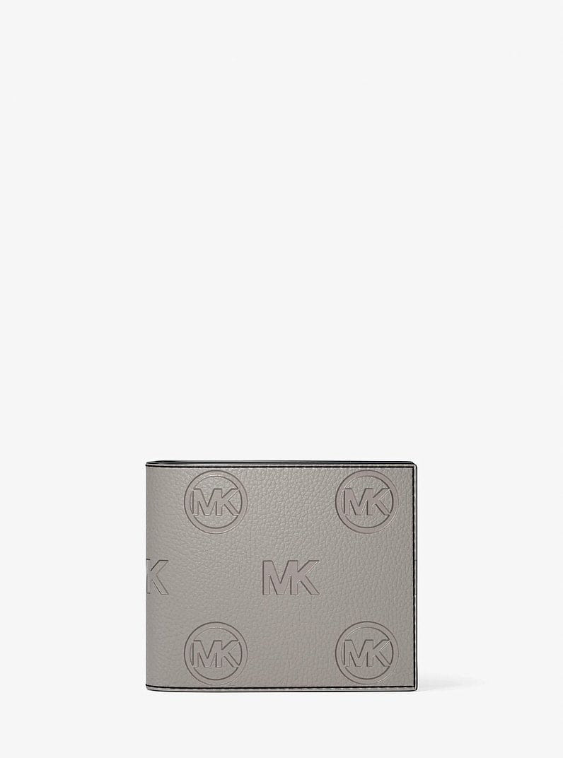 Michael Kors Cooper Logo Debossed Billfold Wallet With Passcase Pearl Grey
