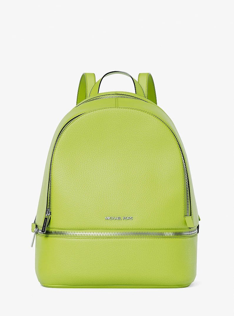 Michael Kors Rhea Medium Pebbled Leather Backpack Lime