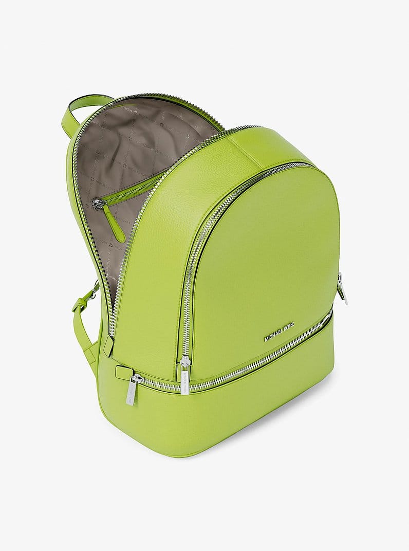 Michael Kors Rhea Medium Pebbled Leather Backpack Lime