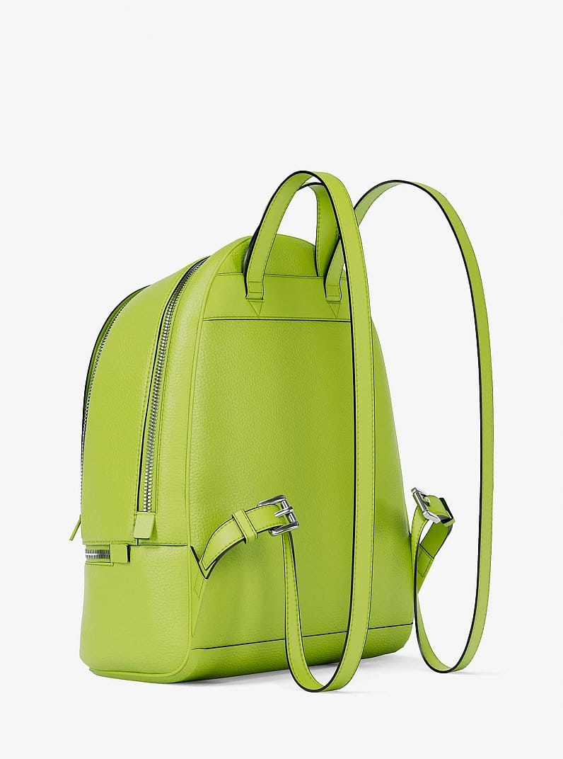 Michael Kors Rhea Medium Pebbled Leather Backpack Lime