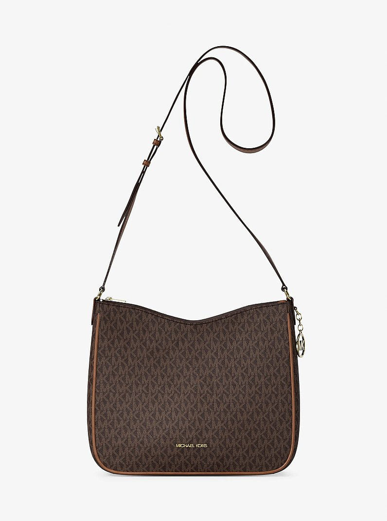 Michael Kors Nayla Medium Signature Logo Messenger Bag Brown