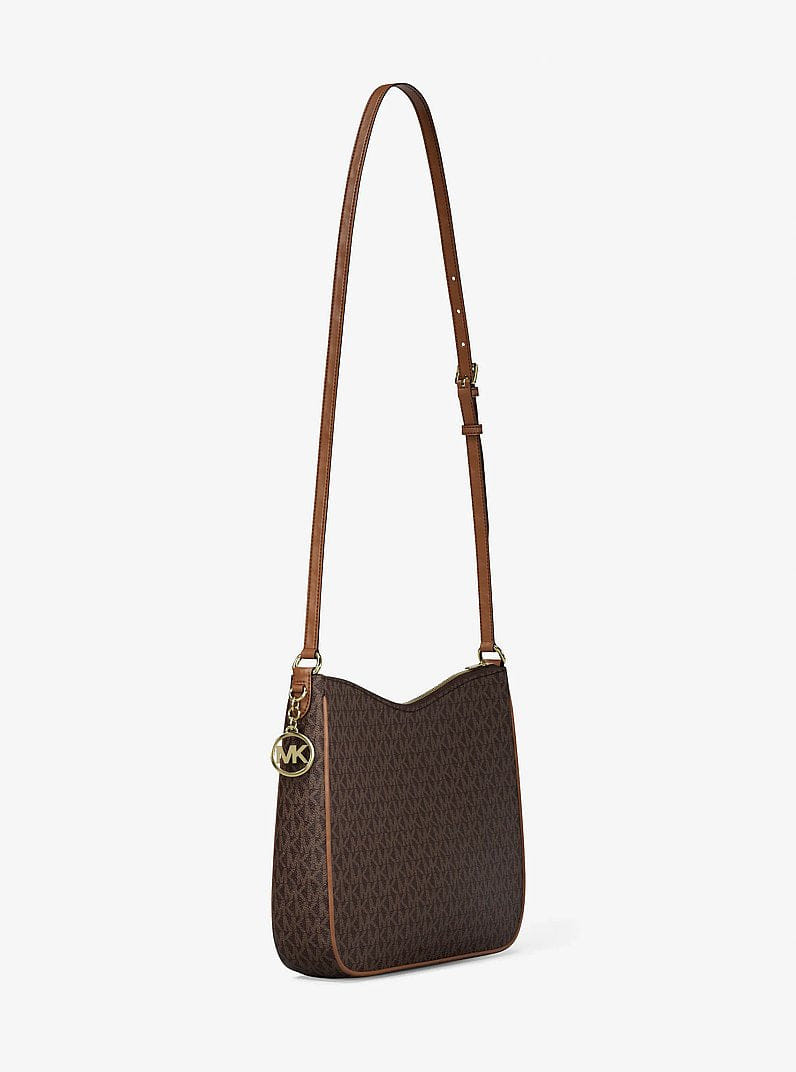 Michael Kors Nayla Medium Signature Logo Messenger Bag Brown