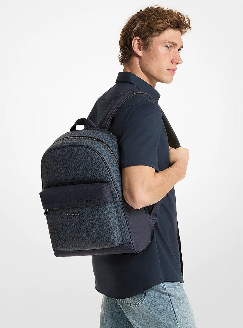 Michael Kors Pacey Medium Signature Logo Backpack Admrl - Plblue