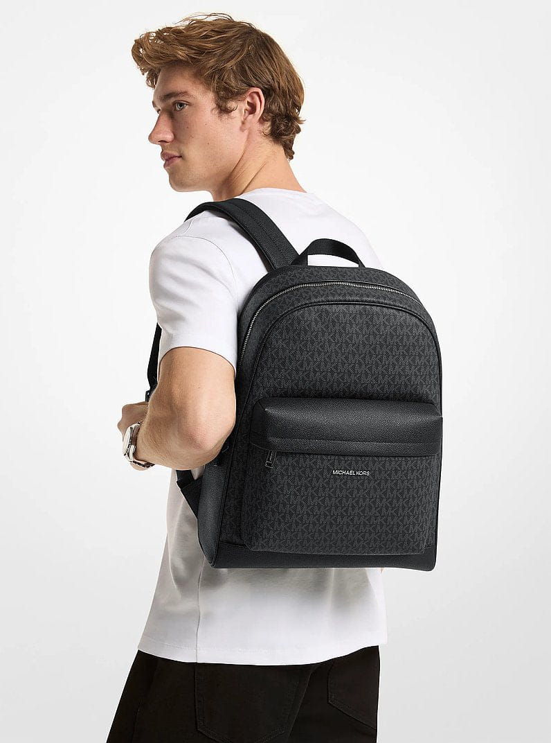 Michael Kors Pacey Medium Signature Logo Backpack Black