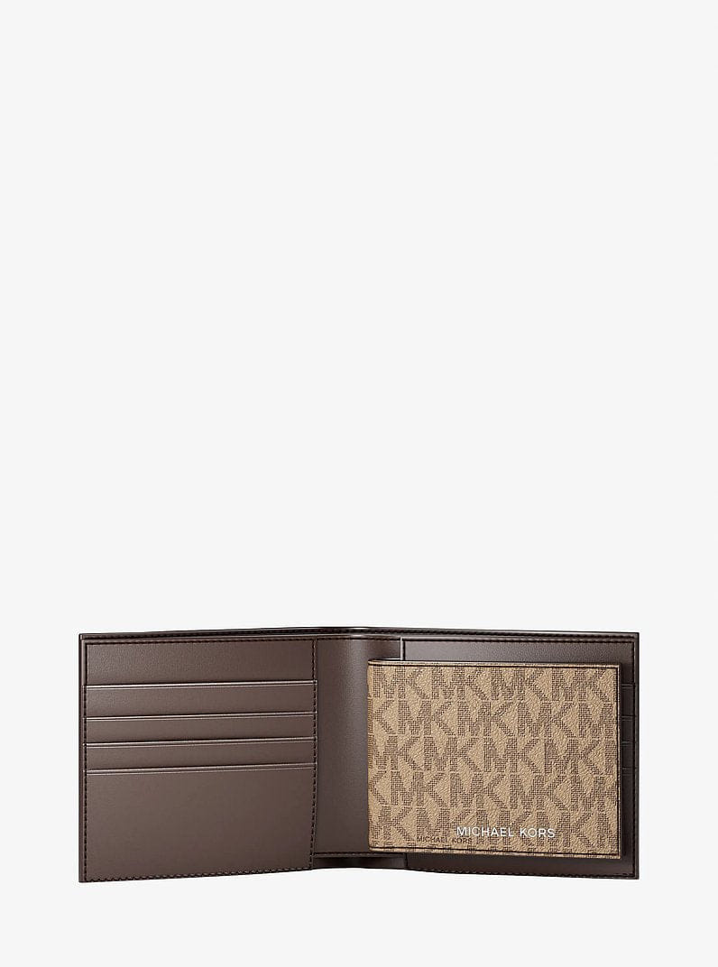 Michael Kors Cooper Logo Billfold Wallet With Passcase Camel