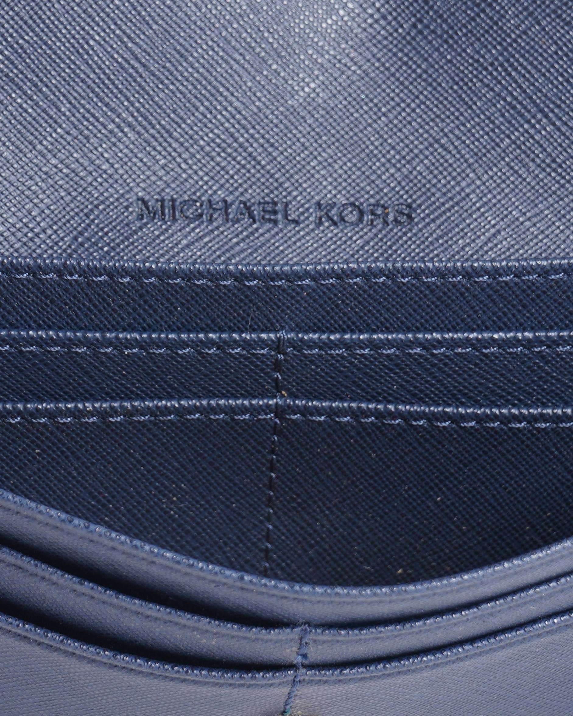 Michael Kors Deep Navy Blue Leather Flap Continental Wallet in Blue