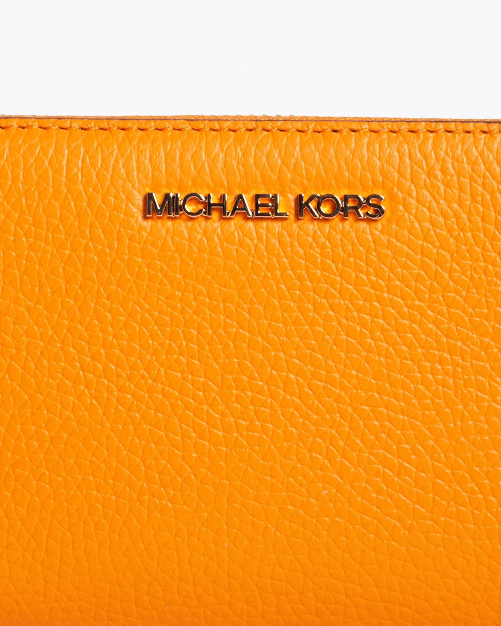 Michael Kors New Michael Kors Jet Set Travel Zip Around Wallet In Orange