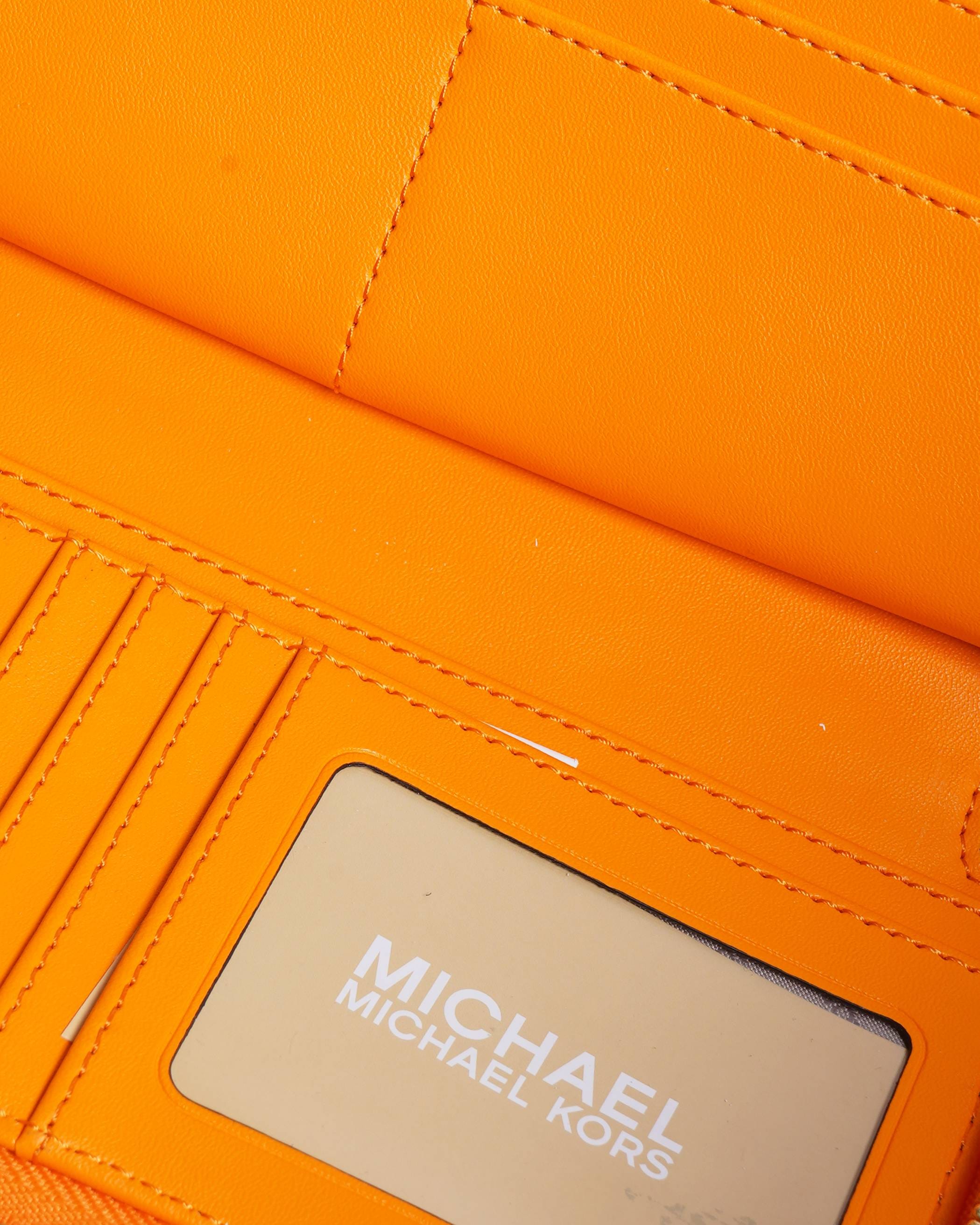 Michael Kors New Michael Kors Jet Set Travel Zip Around Wallet In Orange