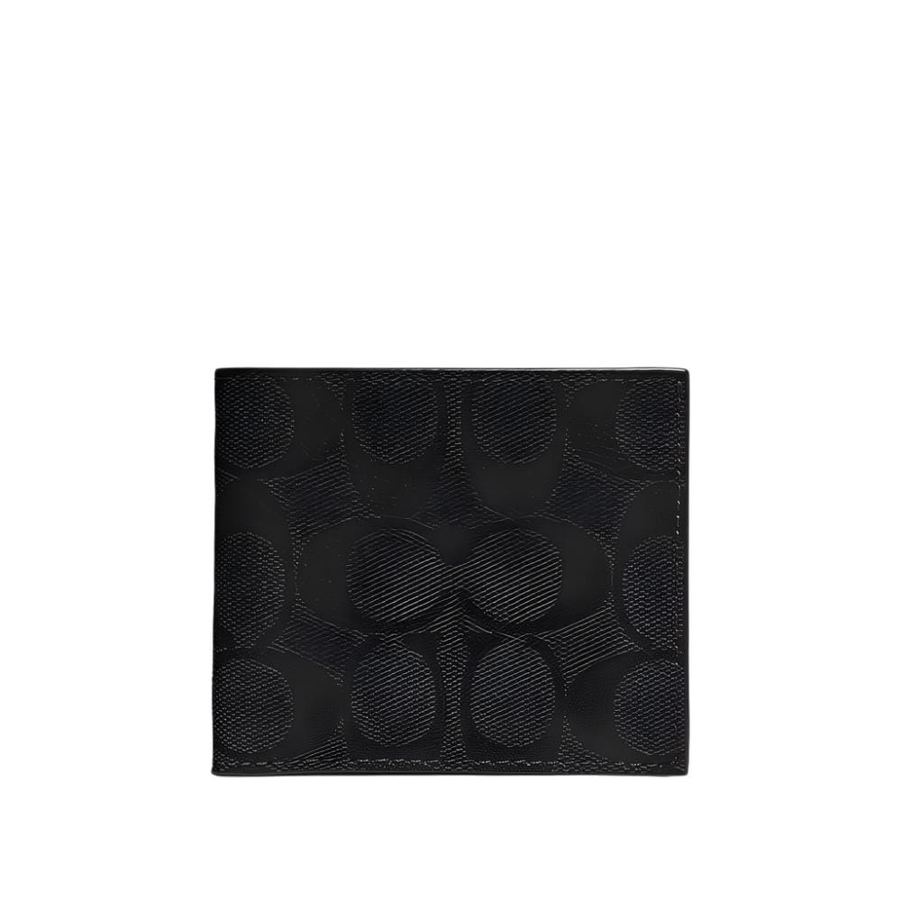 Coach Id Billfold Wallet In Signature Canvas Charcoal/Black