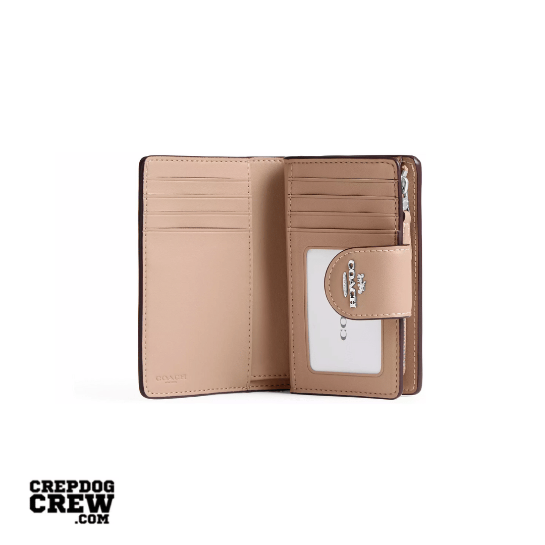 Coach Medium Corner Zip Wallet In Signature Canvas Silver