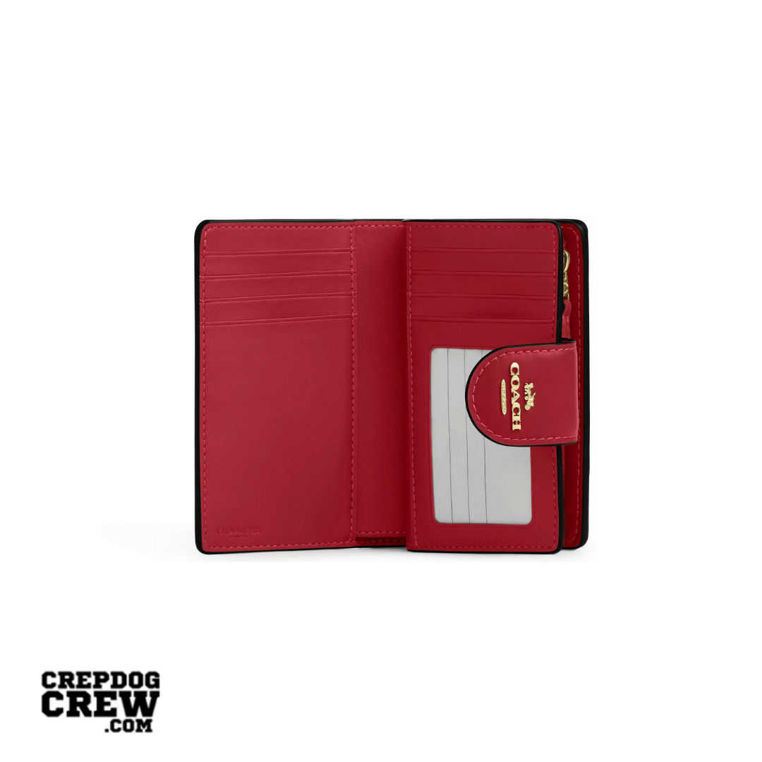 Coach Medium Corner Zip Wallet In Signature Canvas Gold