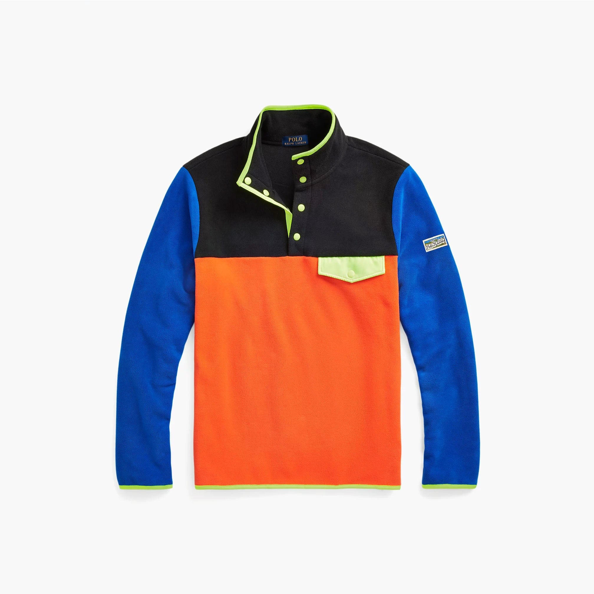 Polo Ralph Lauren Color - Blocked Brushed Fleece Pullover Elite Orange Multi