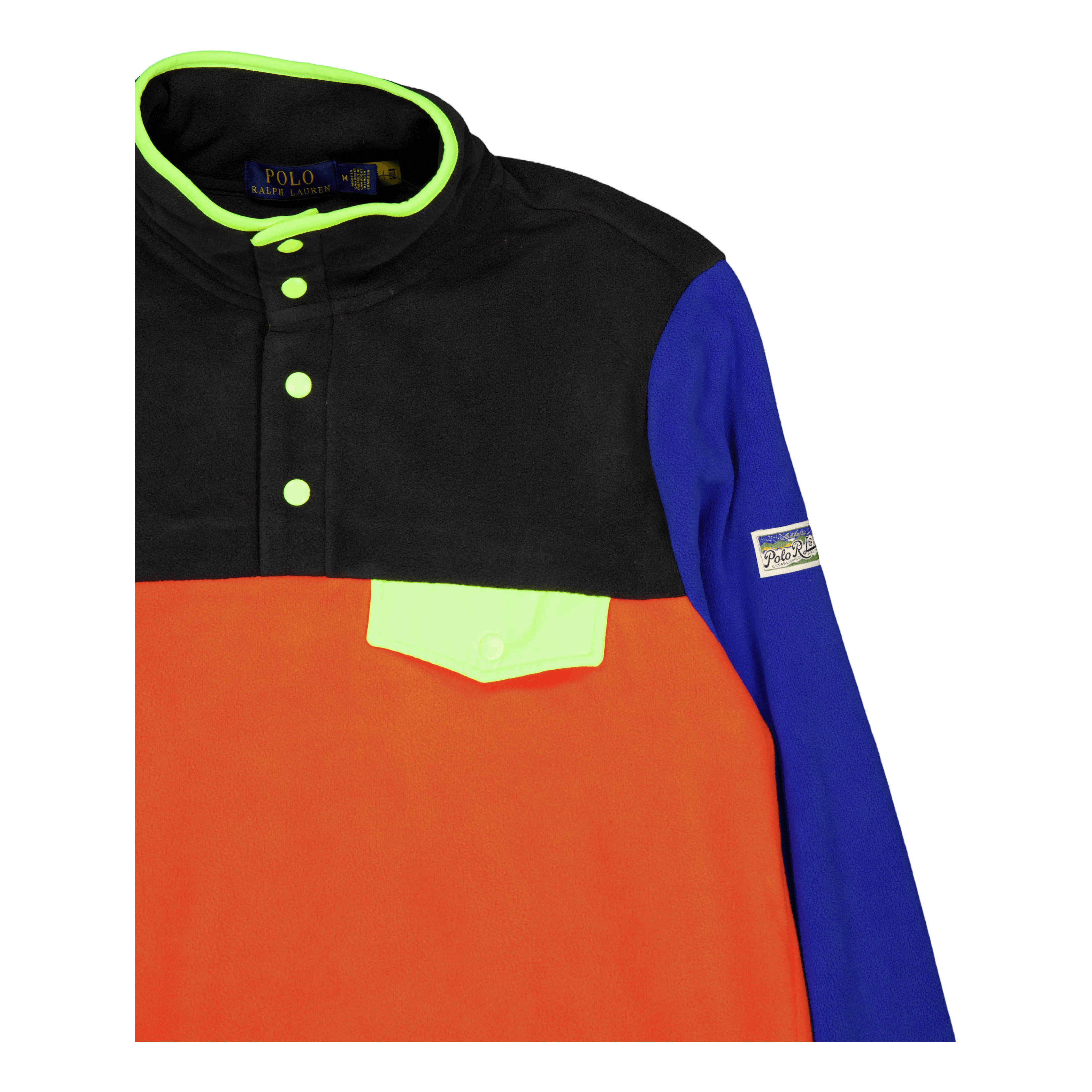 Polo Ralph Lauren Color - Blocked Brushed Fleece Pullover Elite Orange Multi