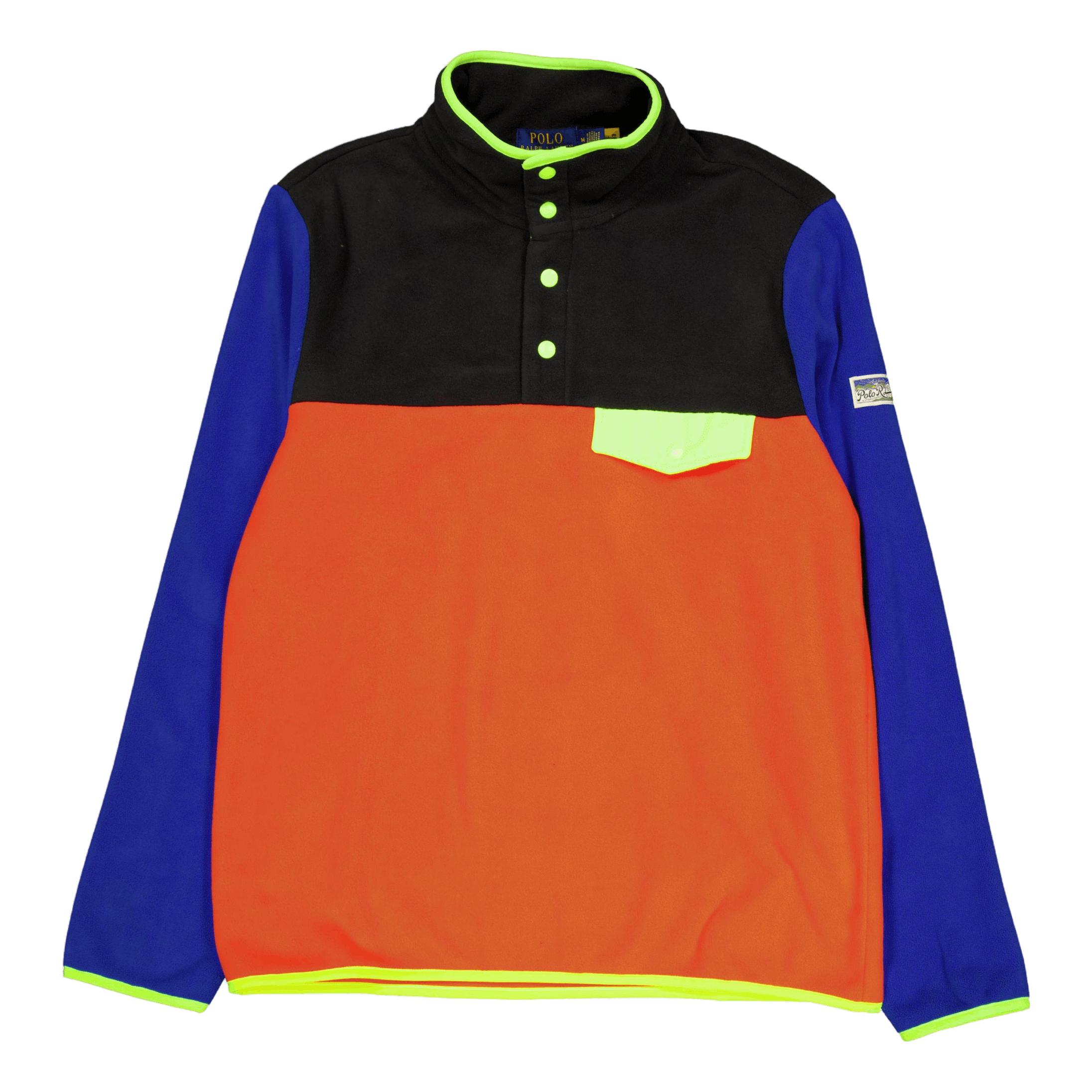 Polo Ralph Lauren Color - Blocked Brushed Fleece Pullover Elite Orange Multi