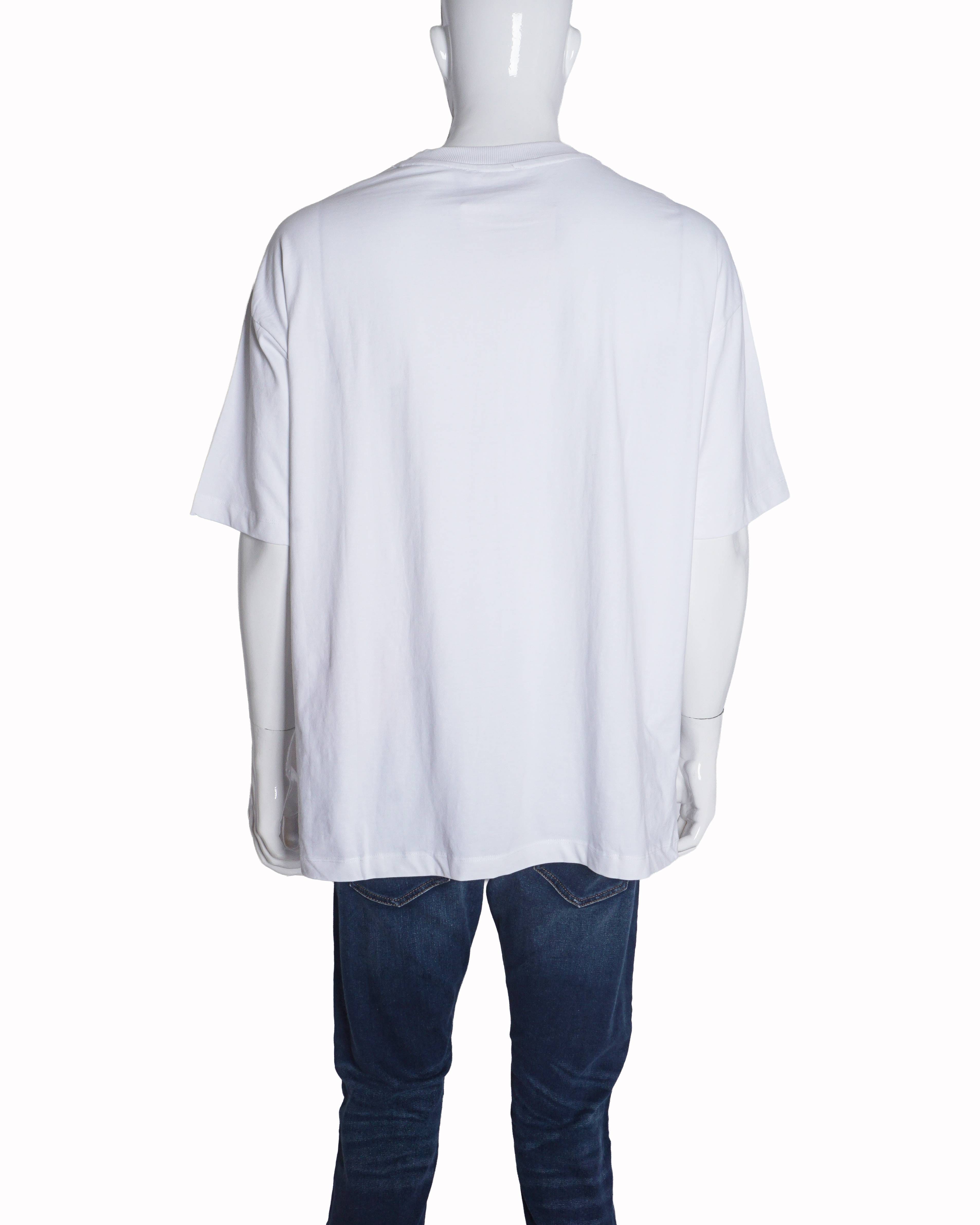 Prada White Cotton Milano Crest Embroidered T - Shirt