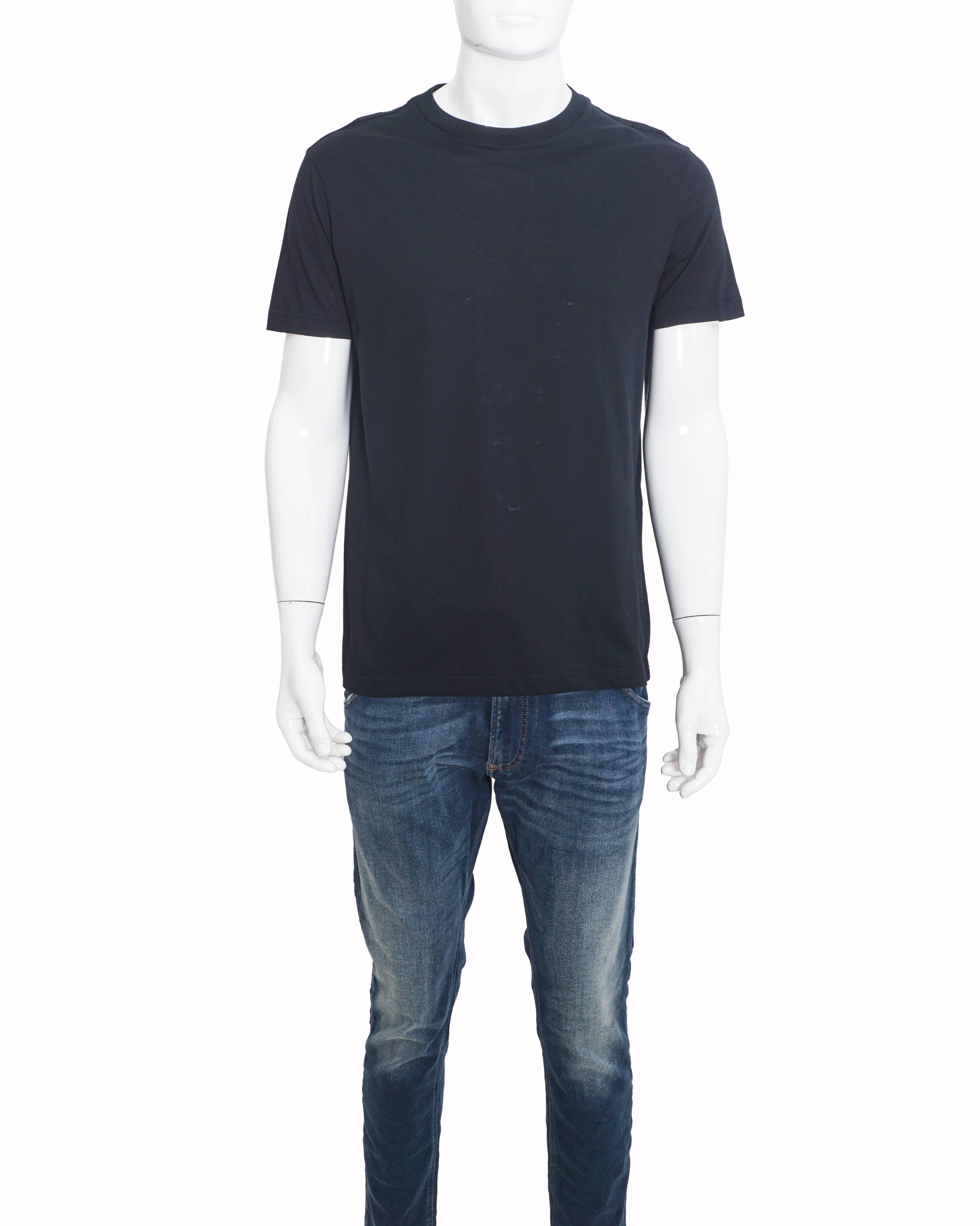 Prada Black Cotton Crewneck Men's T - Shirt