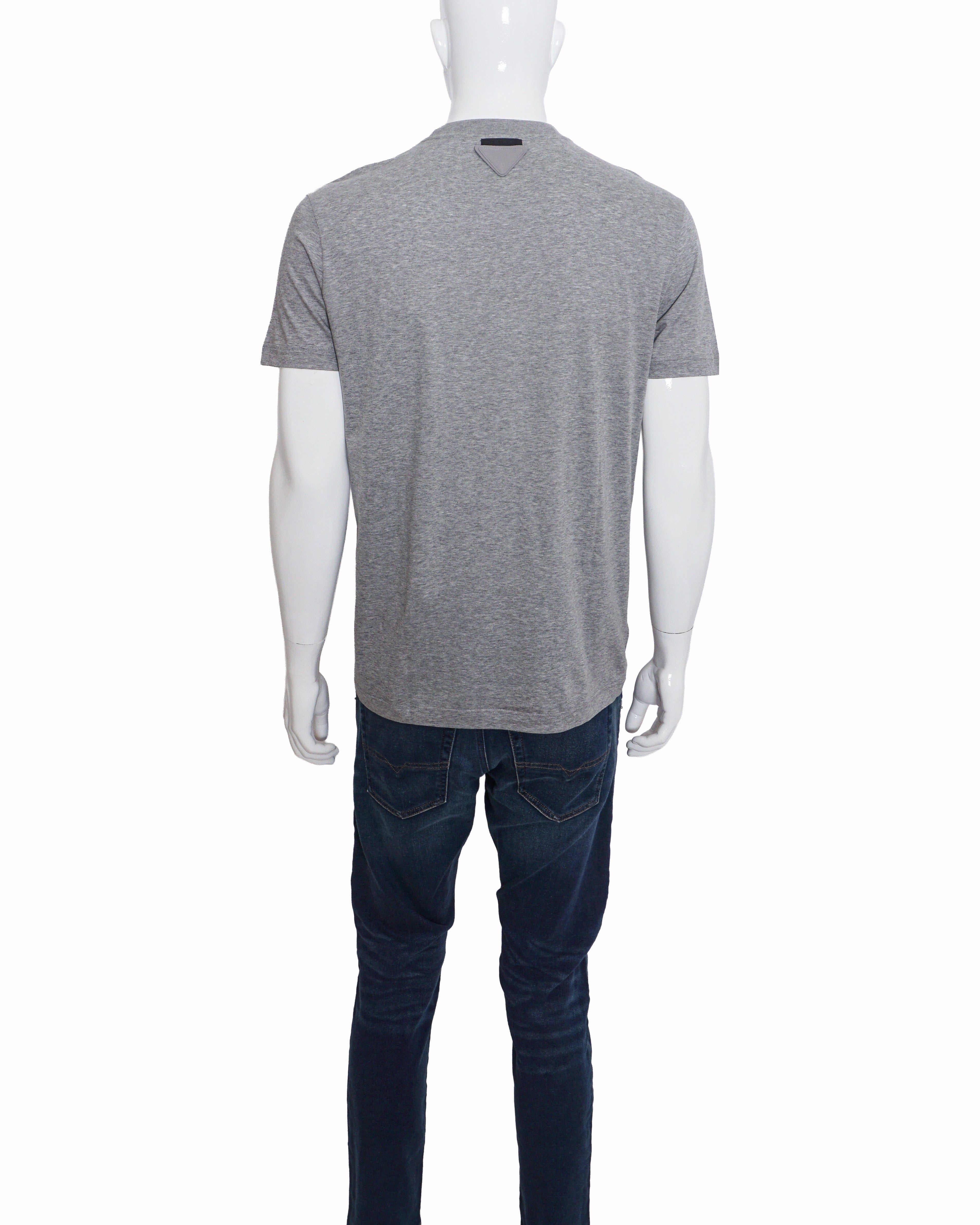 Prada Classic Grey Cotton Crewneck T - Shirt