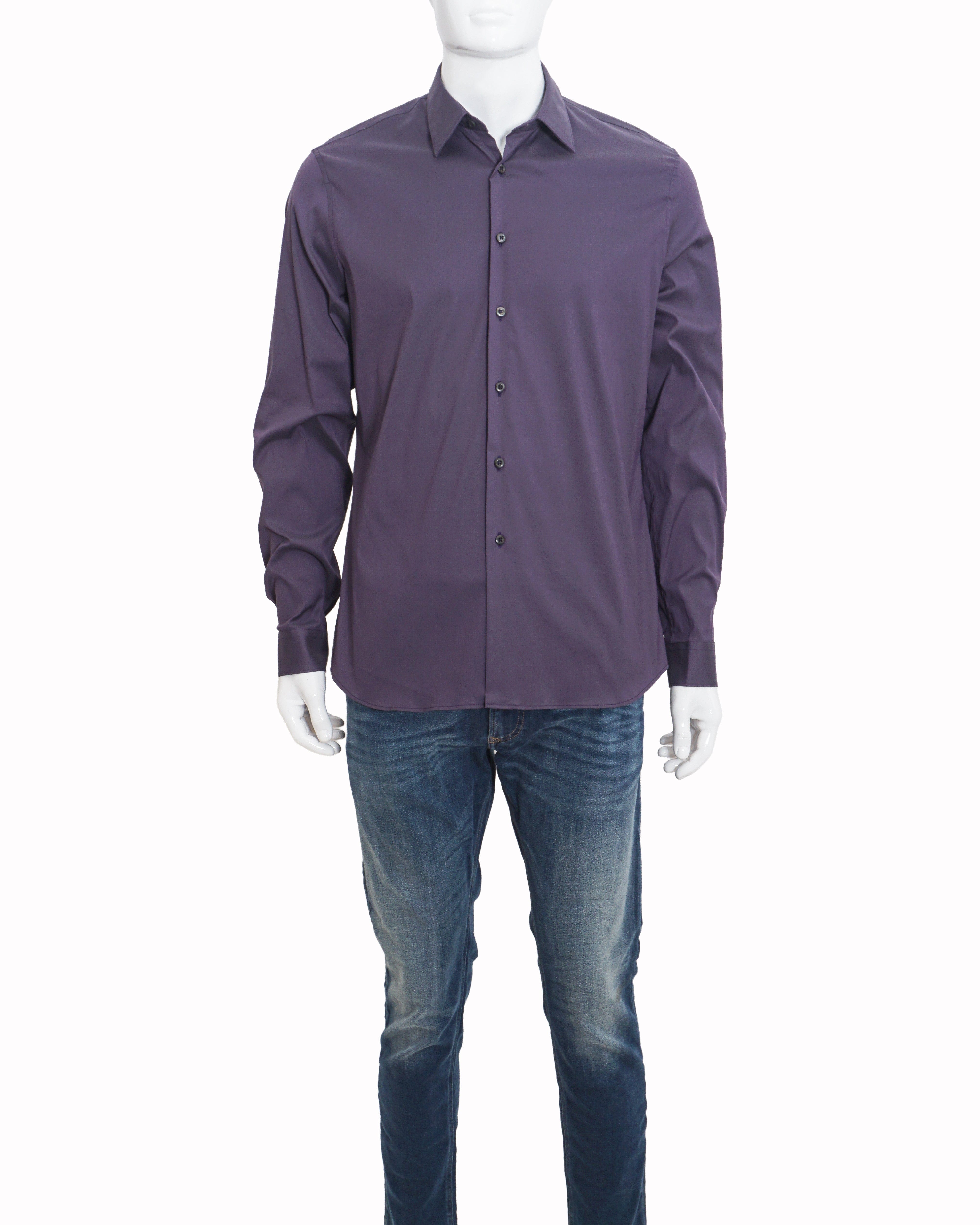 Prada Men's Purple Cotton Long - Sleeve Shirt