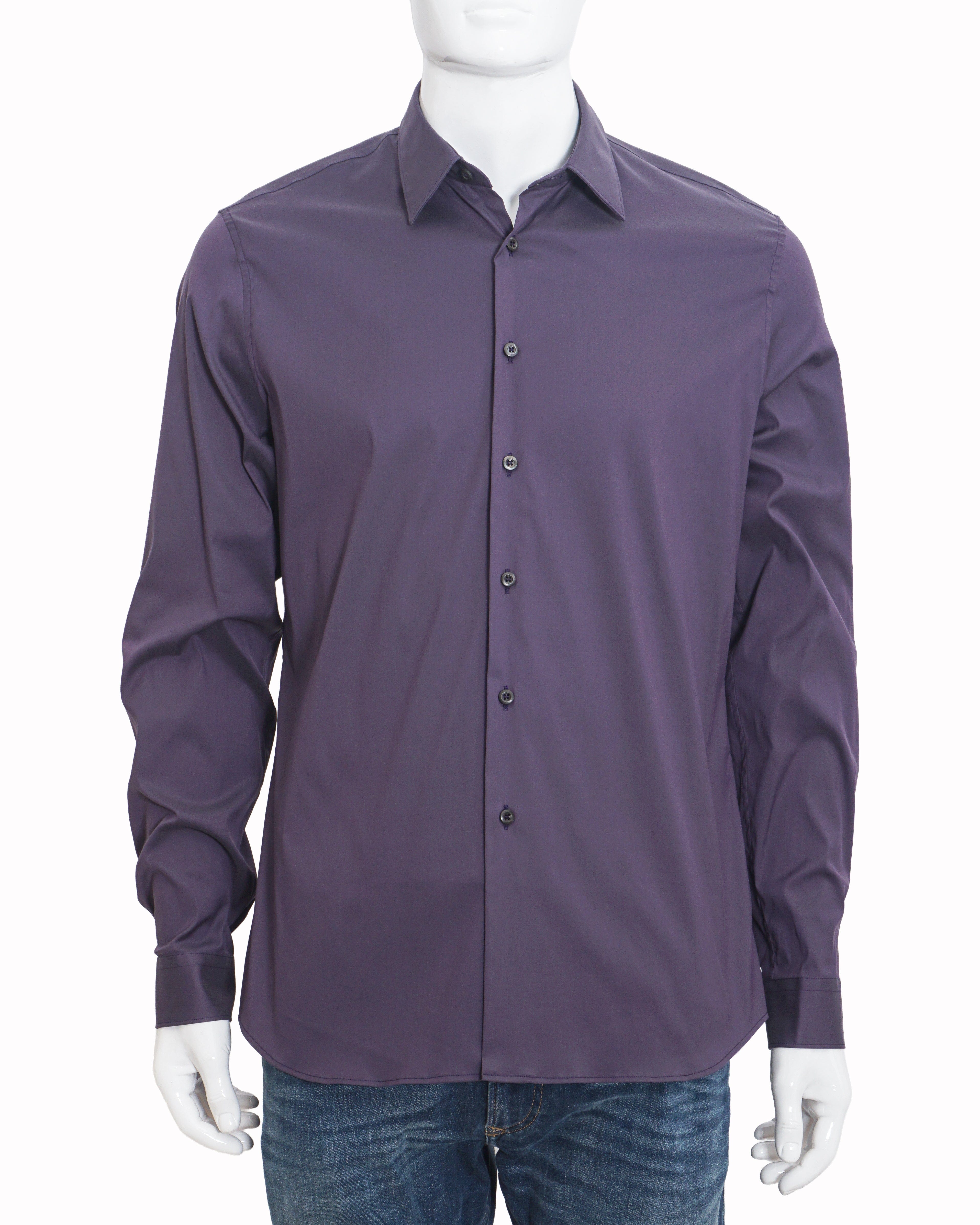 Prada Men's Purple Cotton Long - Sleeve Shirt