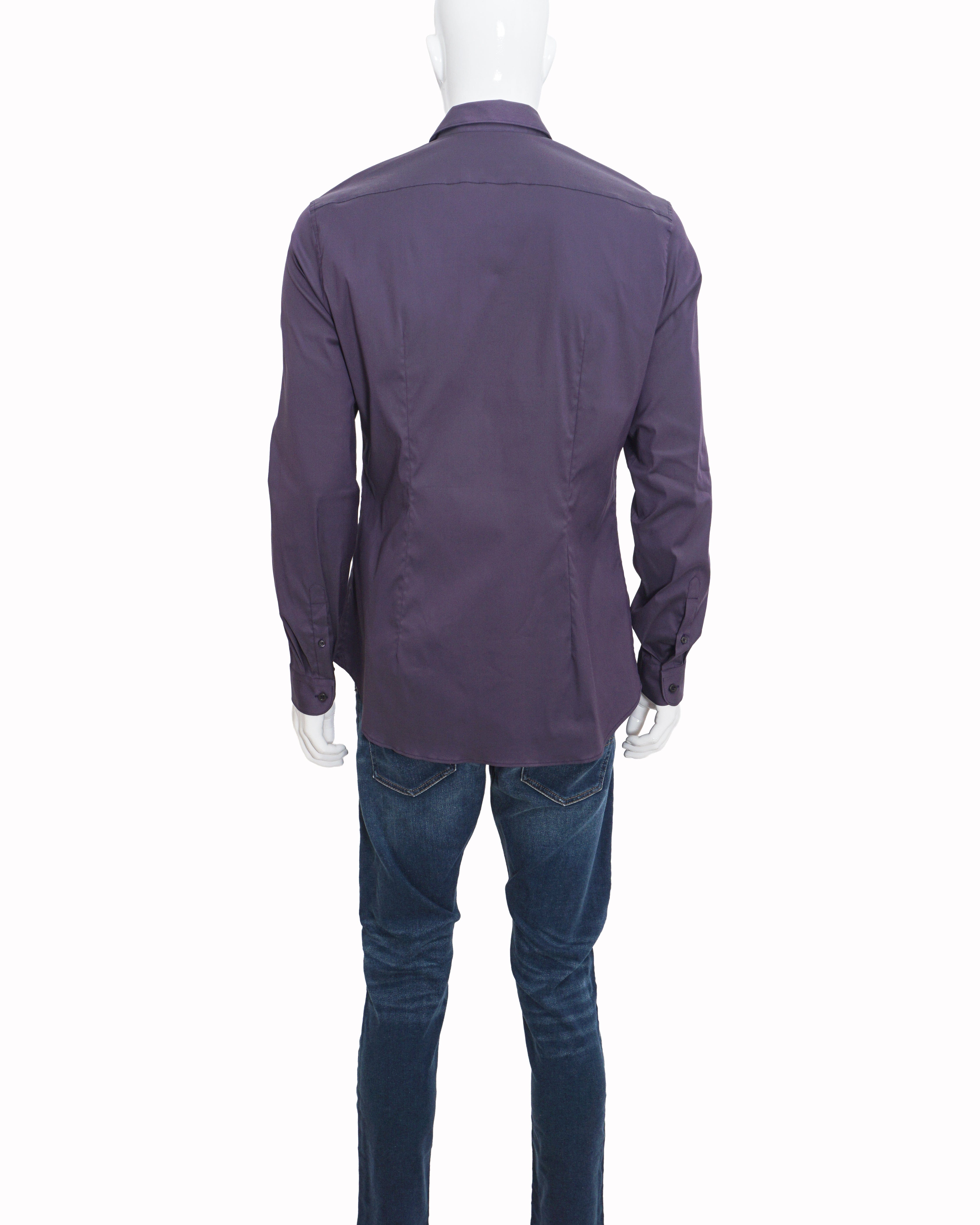 Prada Men's Purple Cotton Long - Sleeve Shirt