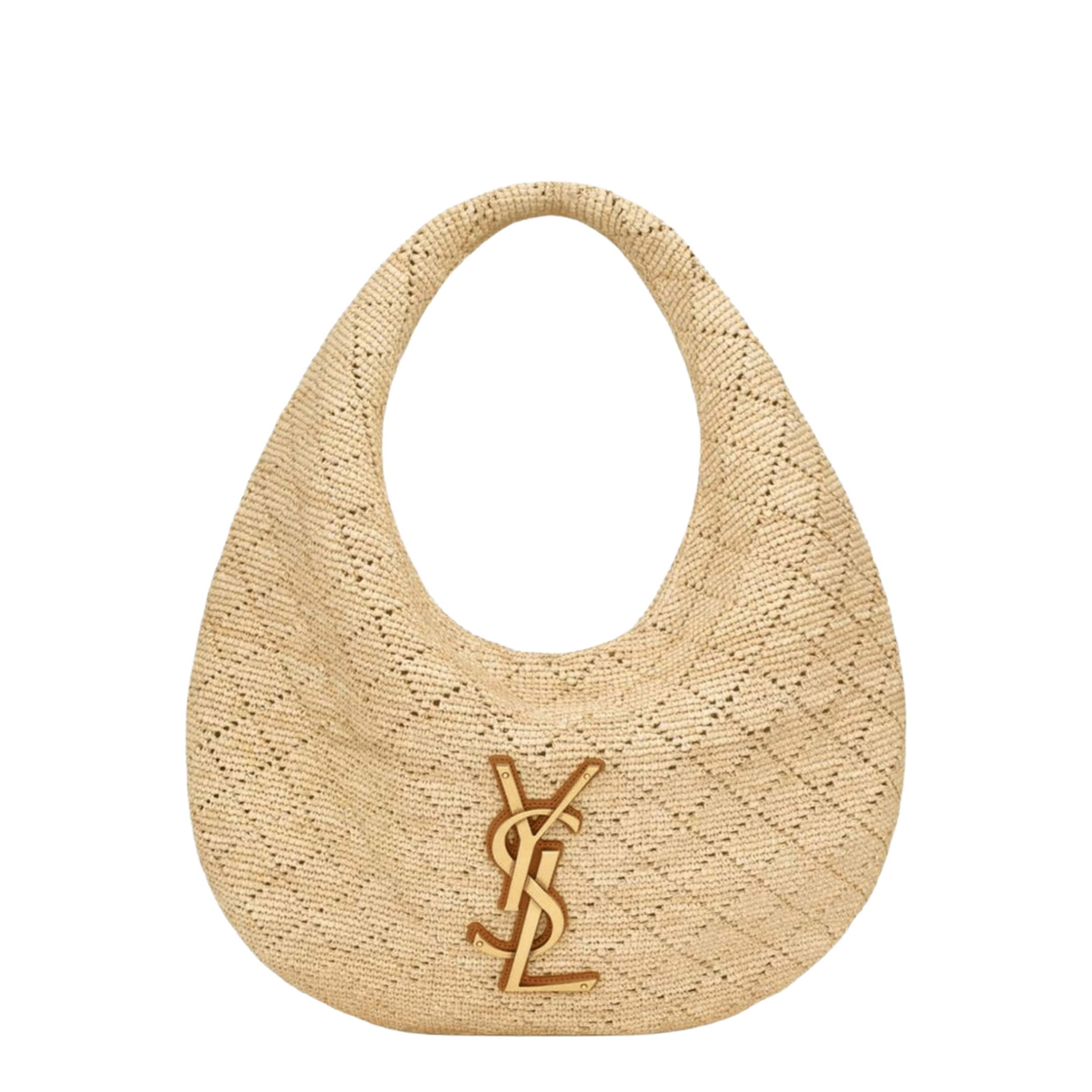 Saint Laurent ICARE Diamond - Crocheted Raffia Hobo - Natural