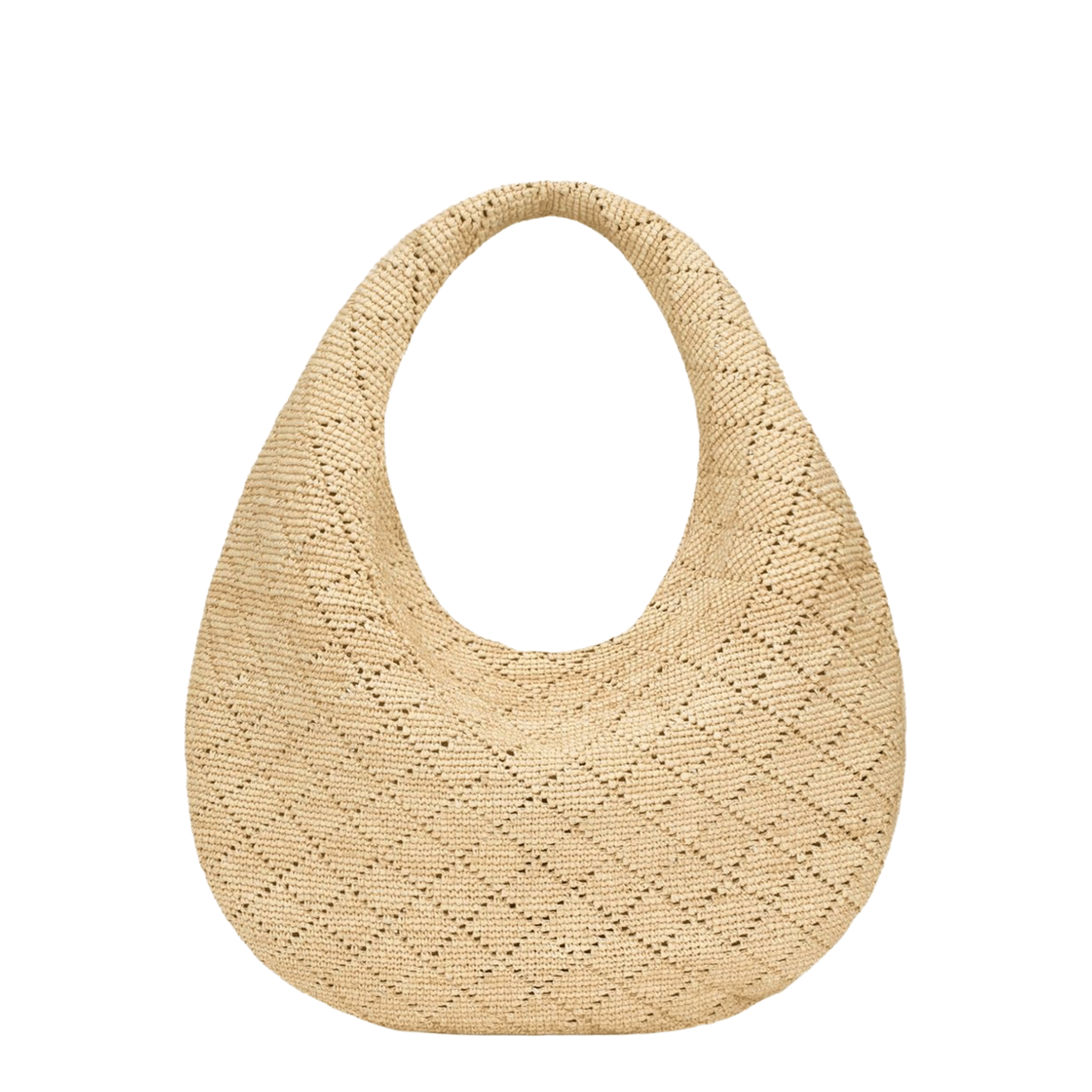 Saint Laurent ICARE Diamond - Crocheted Raffia Hobo - Natural