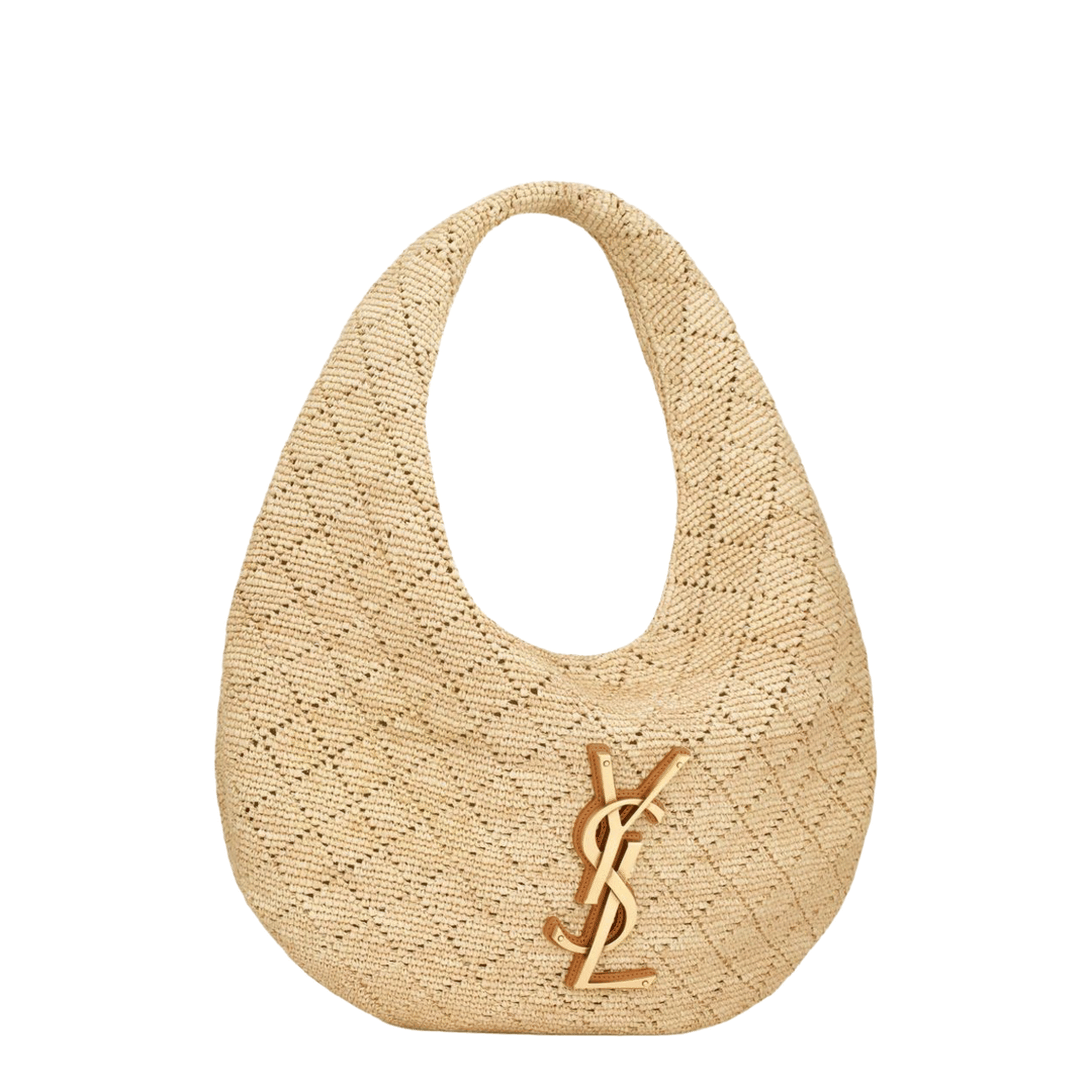 Saint Laurent ICARE Diamond - Crocheted Raffia Hobo - Natural