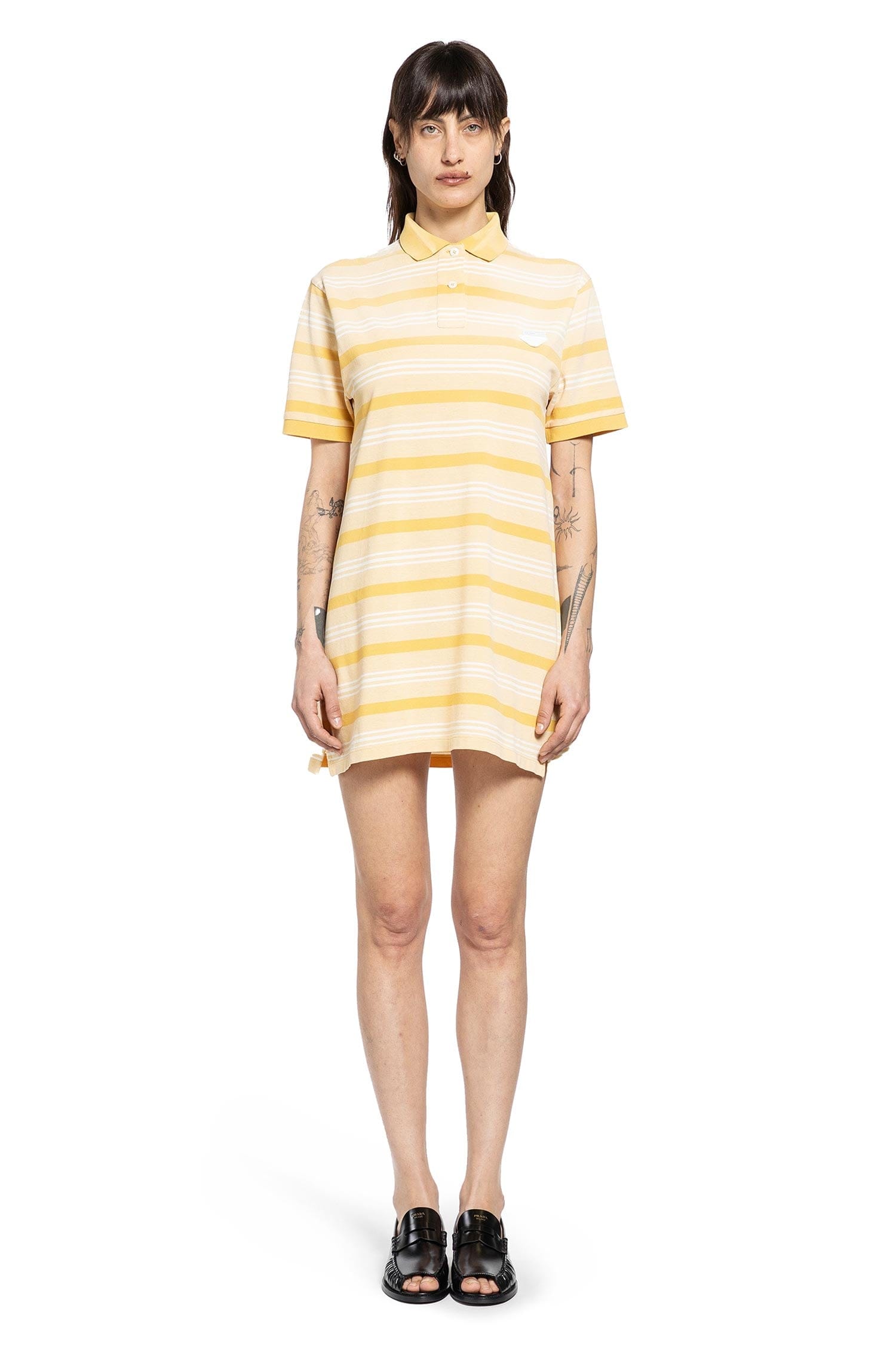 Prada Striped Cotton piqué Polo Mini Dres