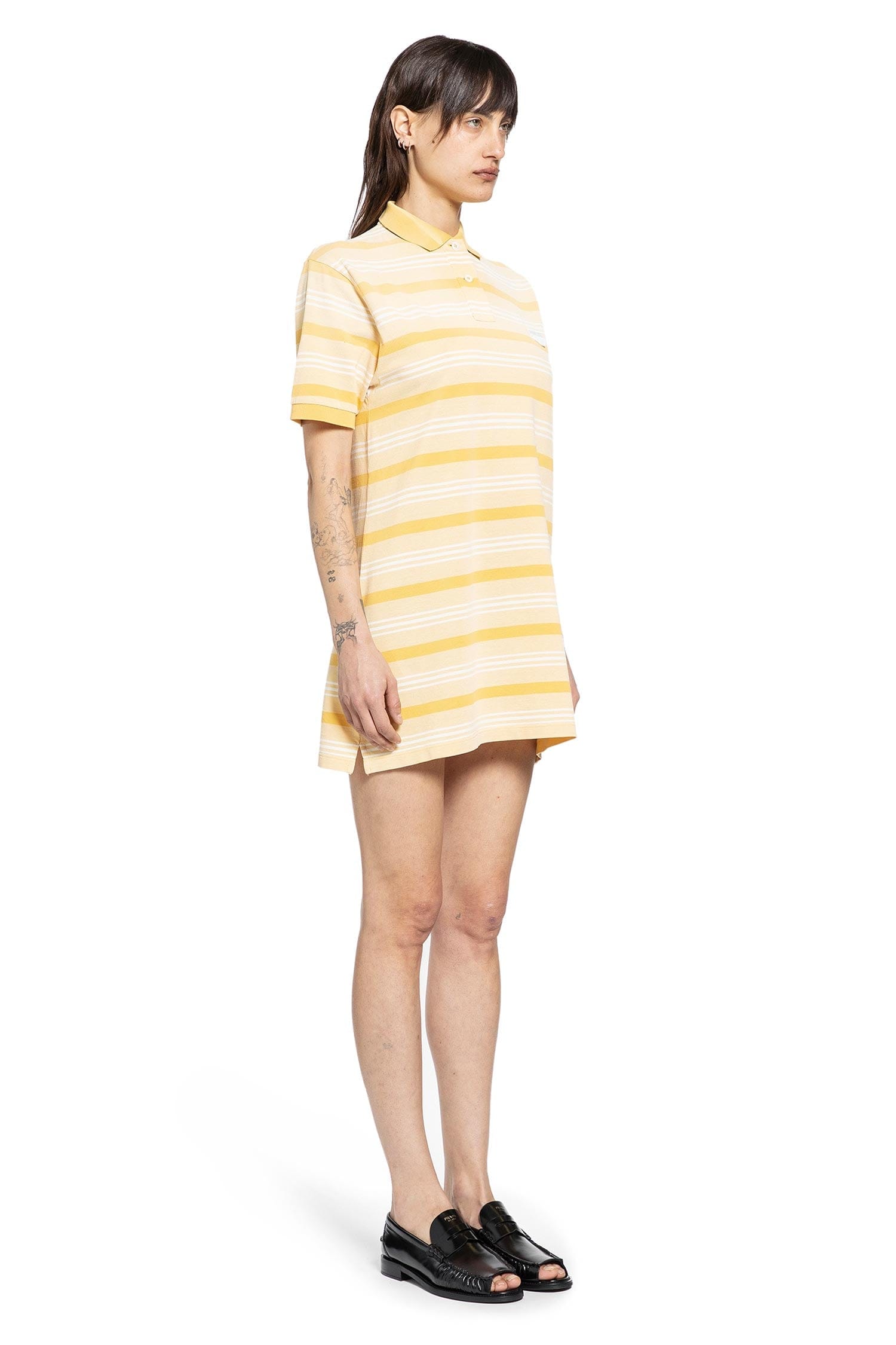 Prada Striped Cotton piqué Polo Mini Dres