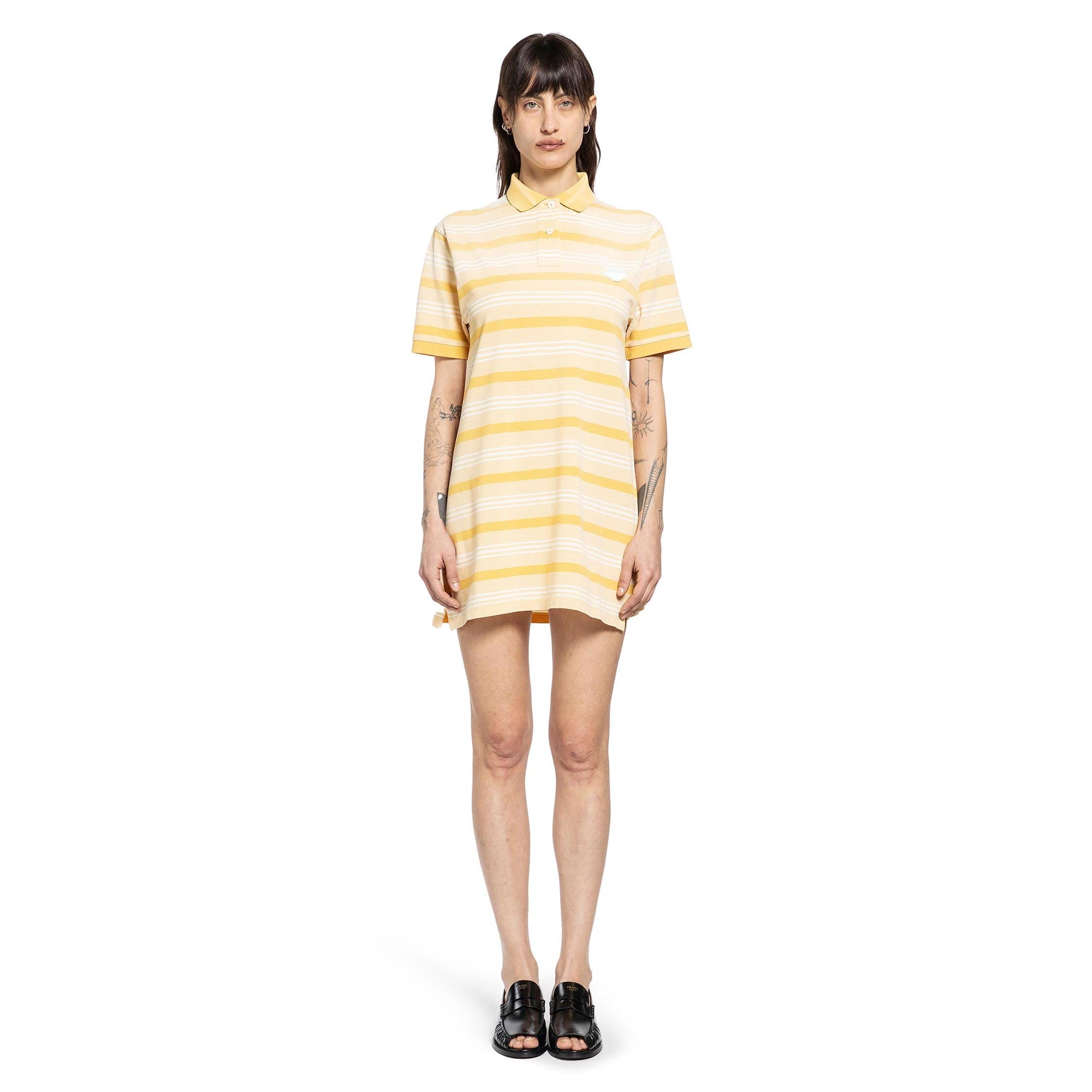 Prada Striped Cotton piqué Polo Mini Dres