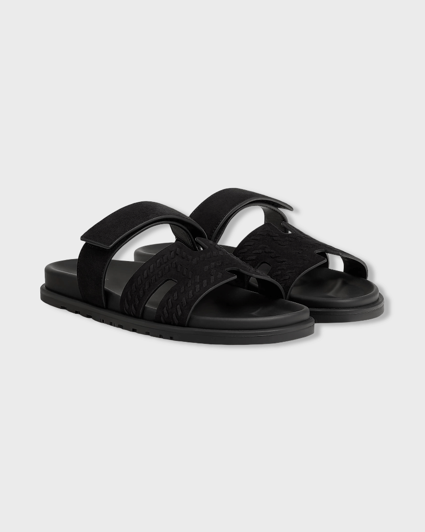 Hermes Chypre Sandal Noir Braided H