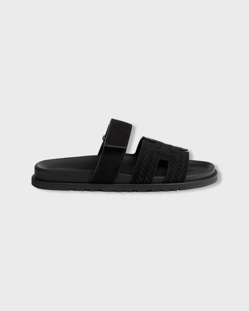 Hermes Chypre Sandal Noir Braided H
