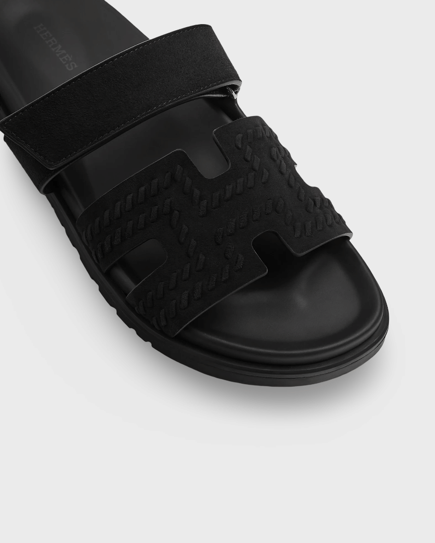Hermes Chypre Sandal Noir Braided H