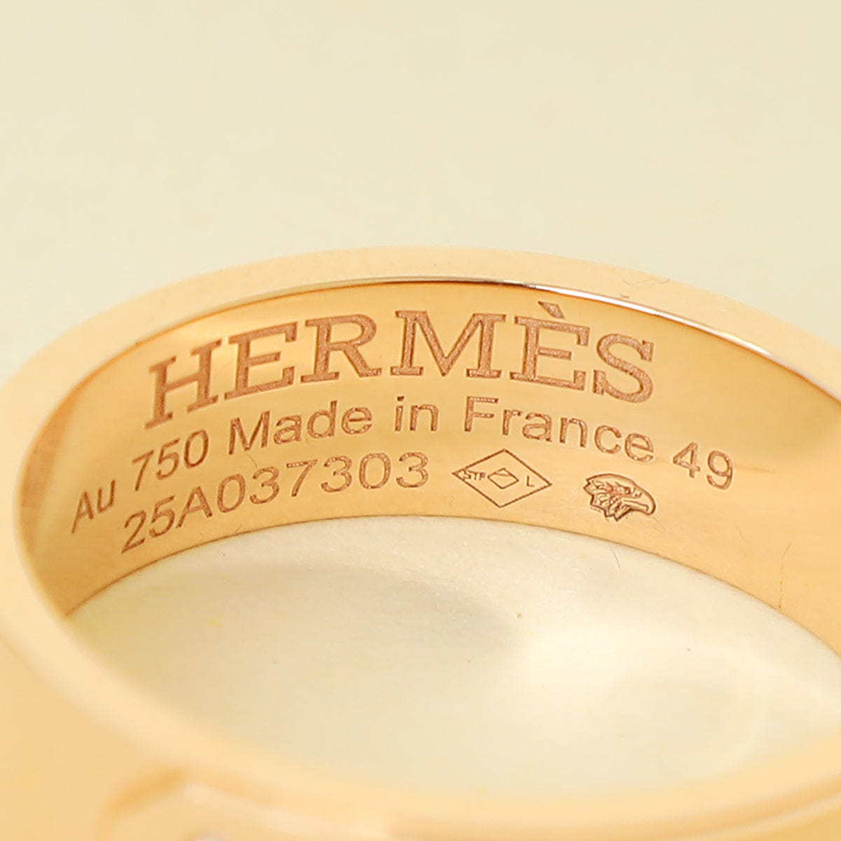 Hermes 18K Rose Gold Diamond Kelly Ring Small Model 49