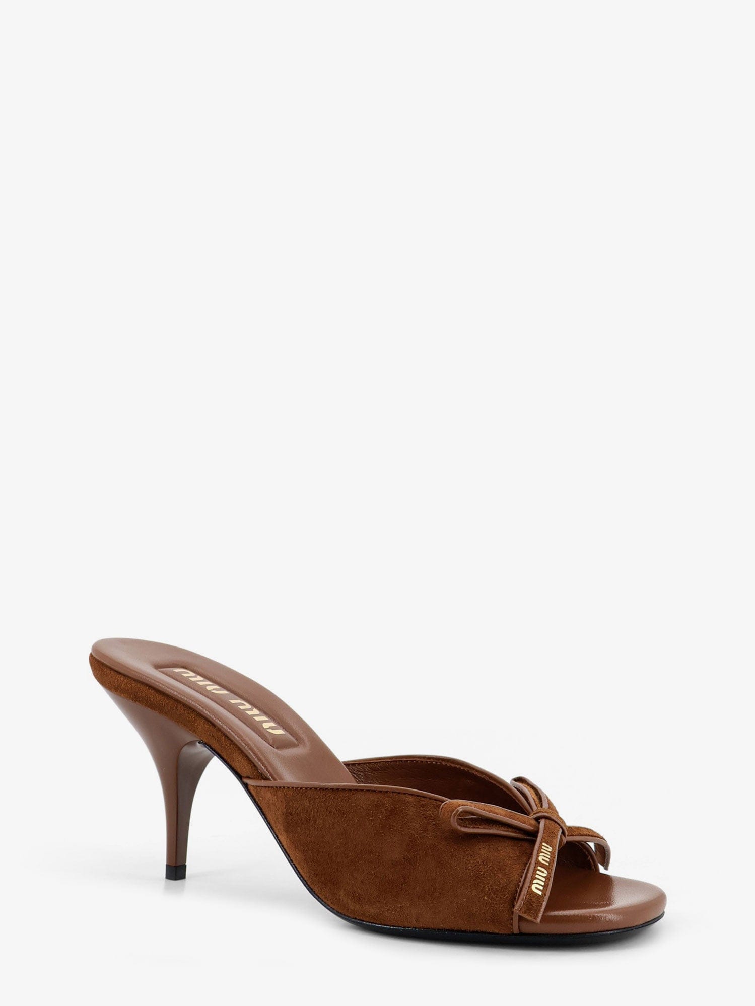 MIU MIU Suede sandals with bow detail on the front