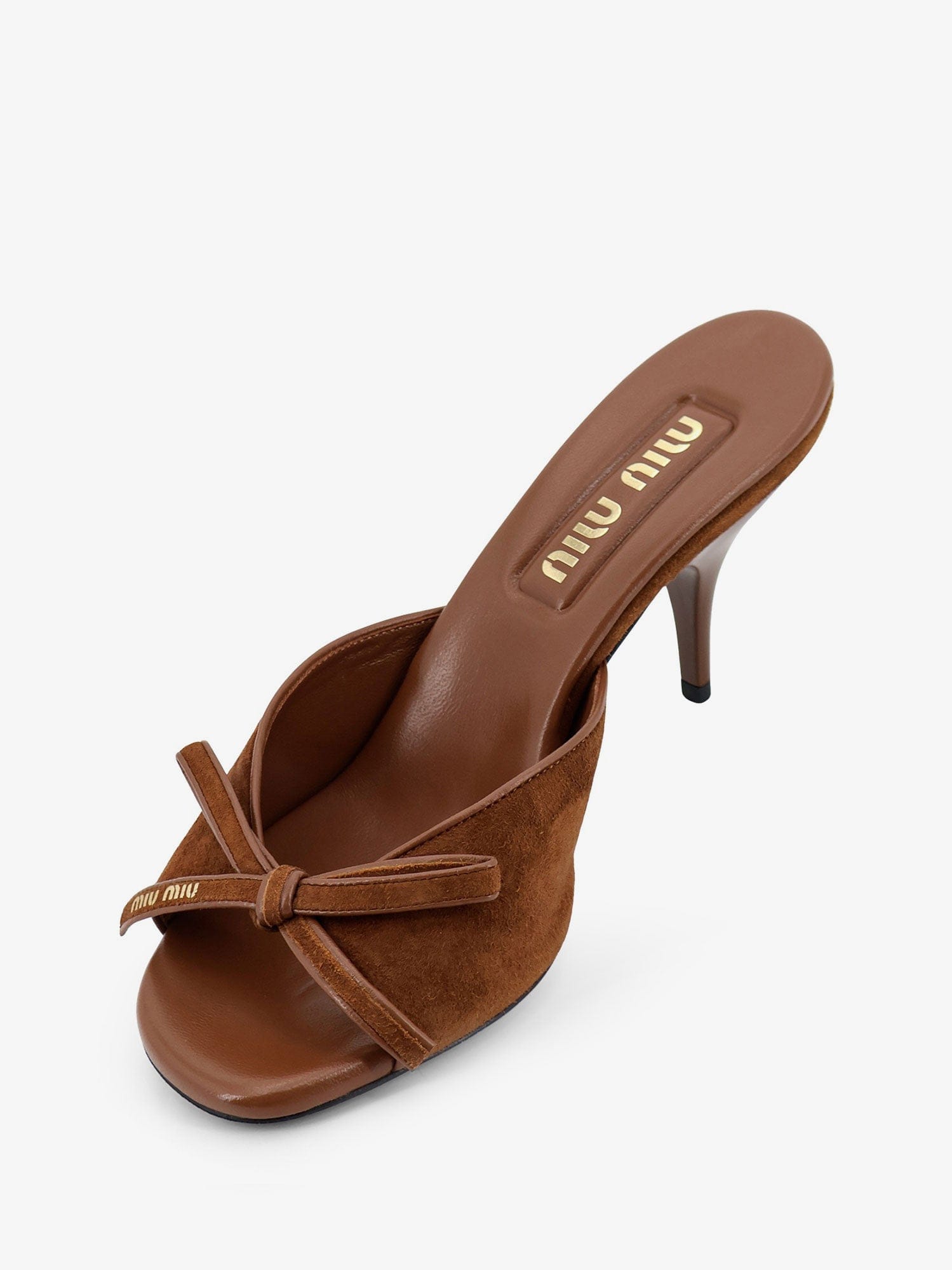MIU MIU Suede sandals with bow detail on the front