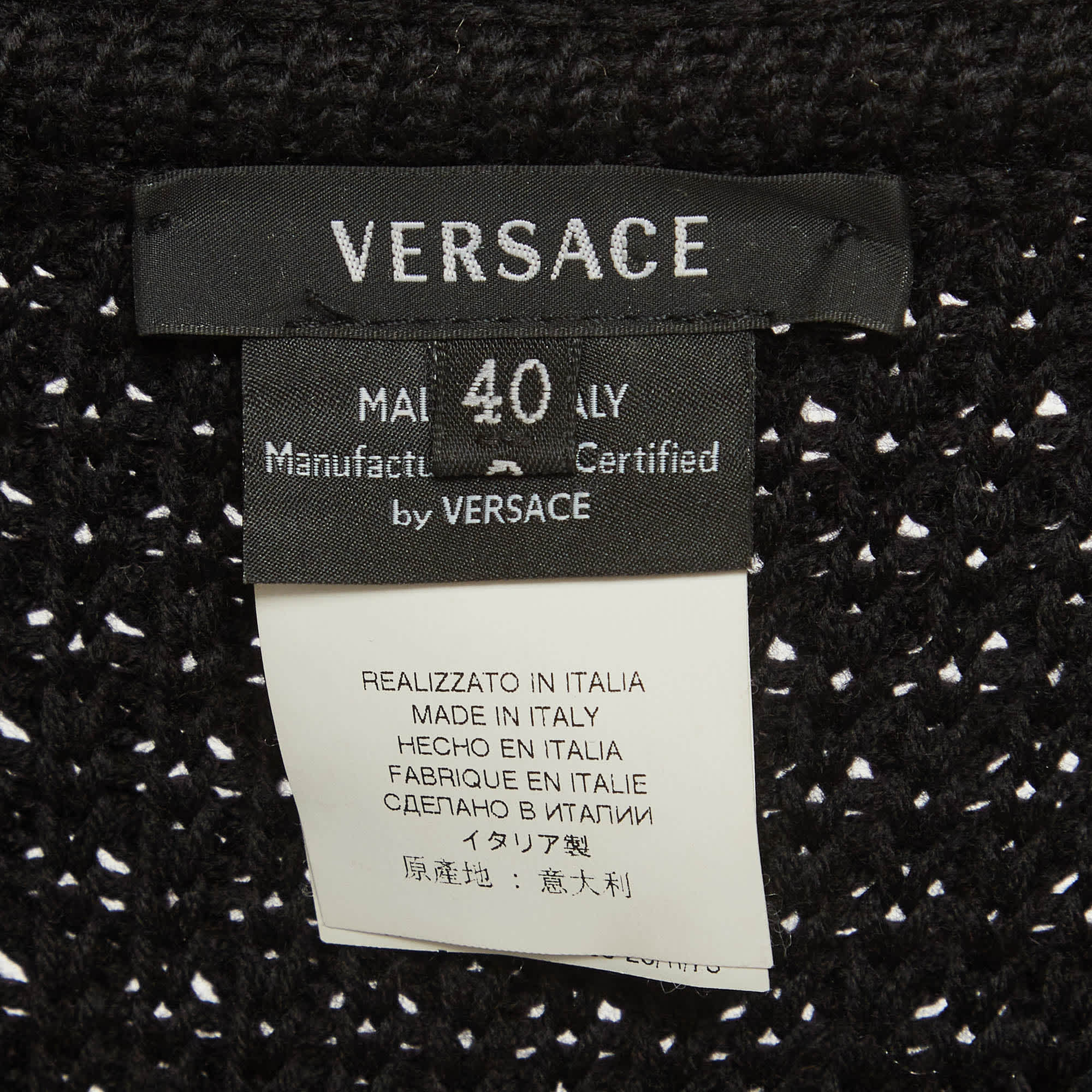 Versace Black Knit Double Breasted Coat