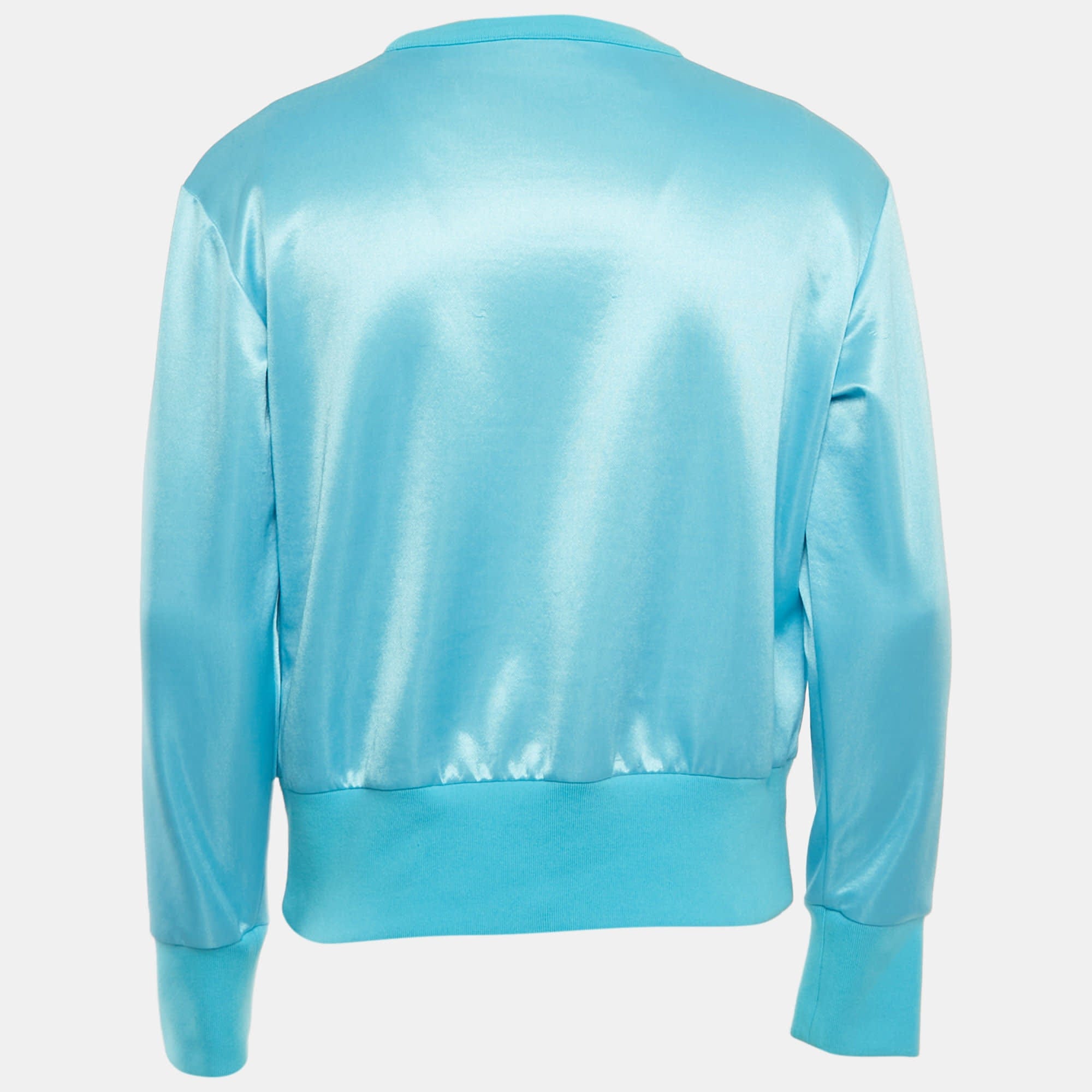 Versace Blue Logo Embroidered Jersey Sweatshirt