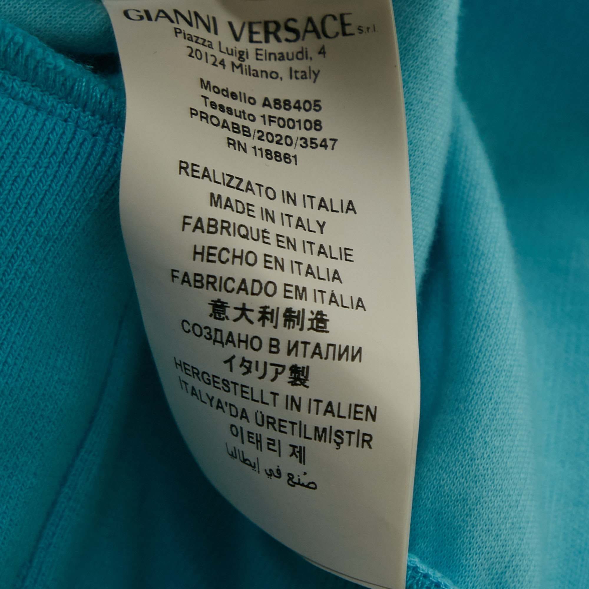 Versace Blue Logo Embroidered Jersey Sweatshirt