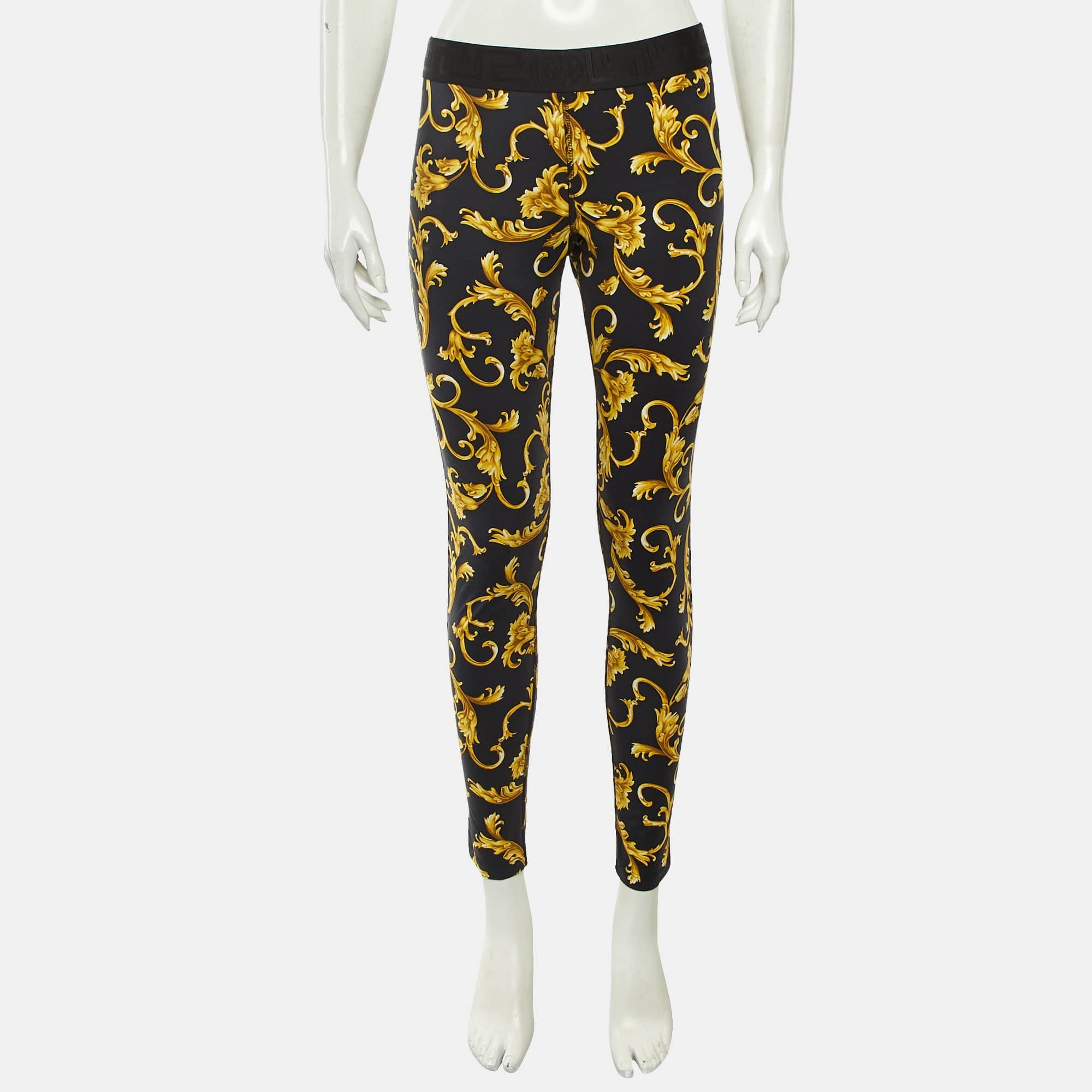Versace Underwear Black Baroque Print Jersey Leggings