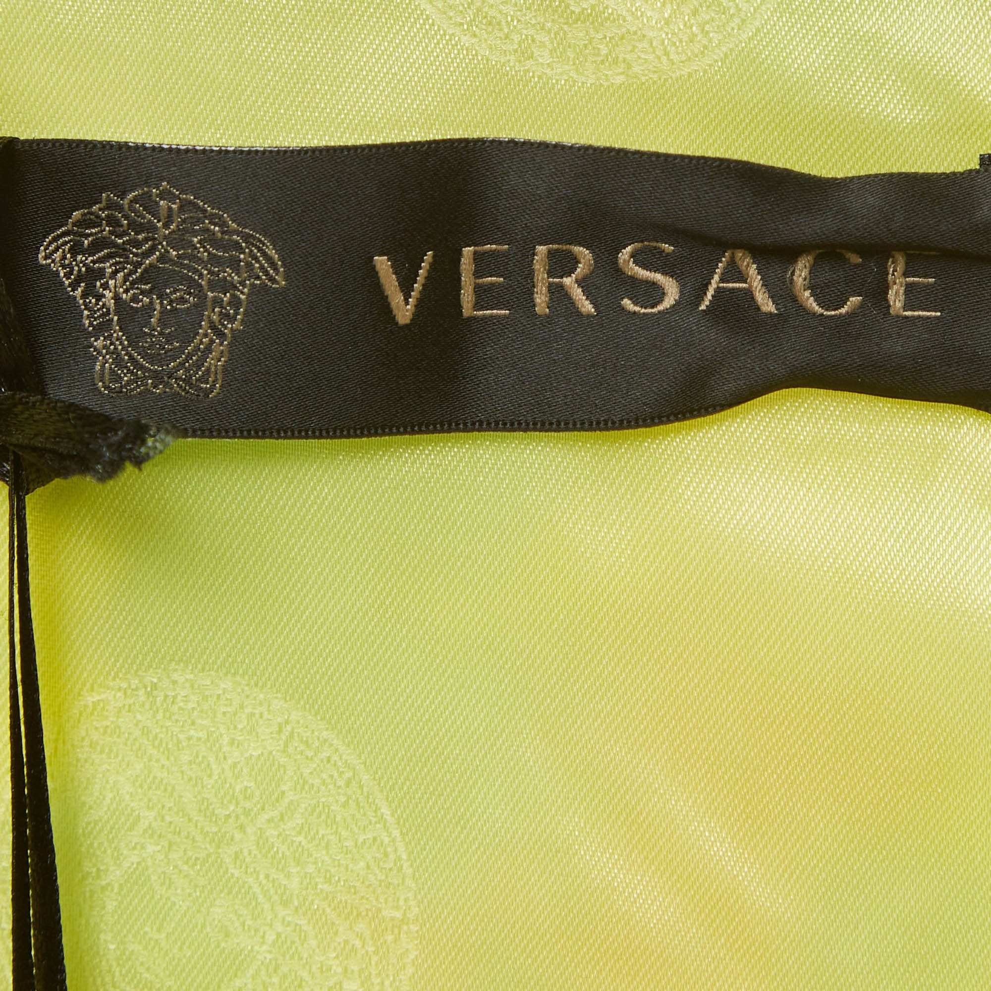 Versace Blue/yellow Printed Cotton Mini Skirt