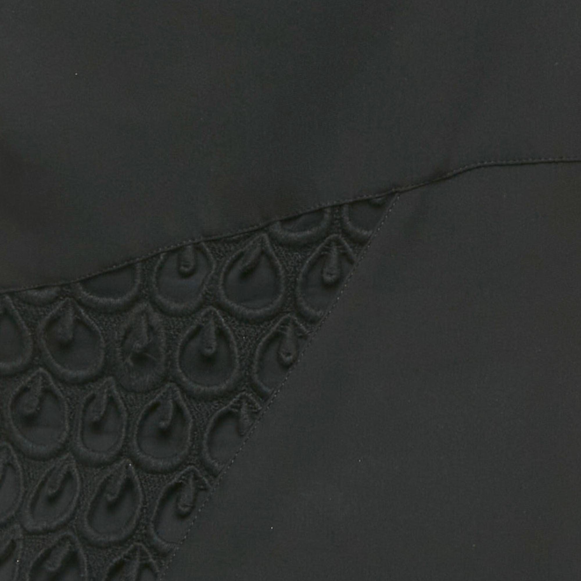 Versace Black Crepe Lace Detail Maxi Dress