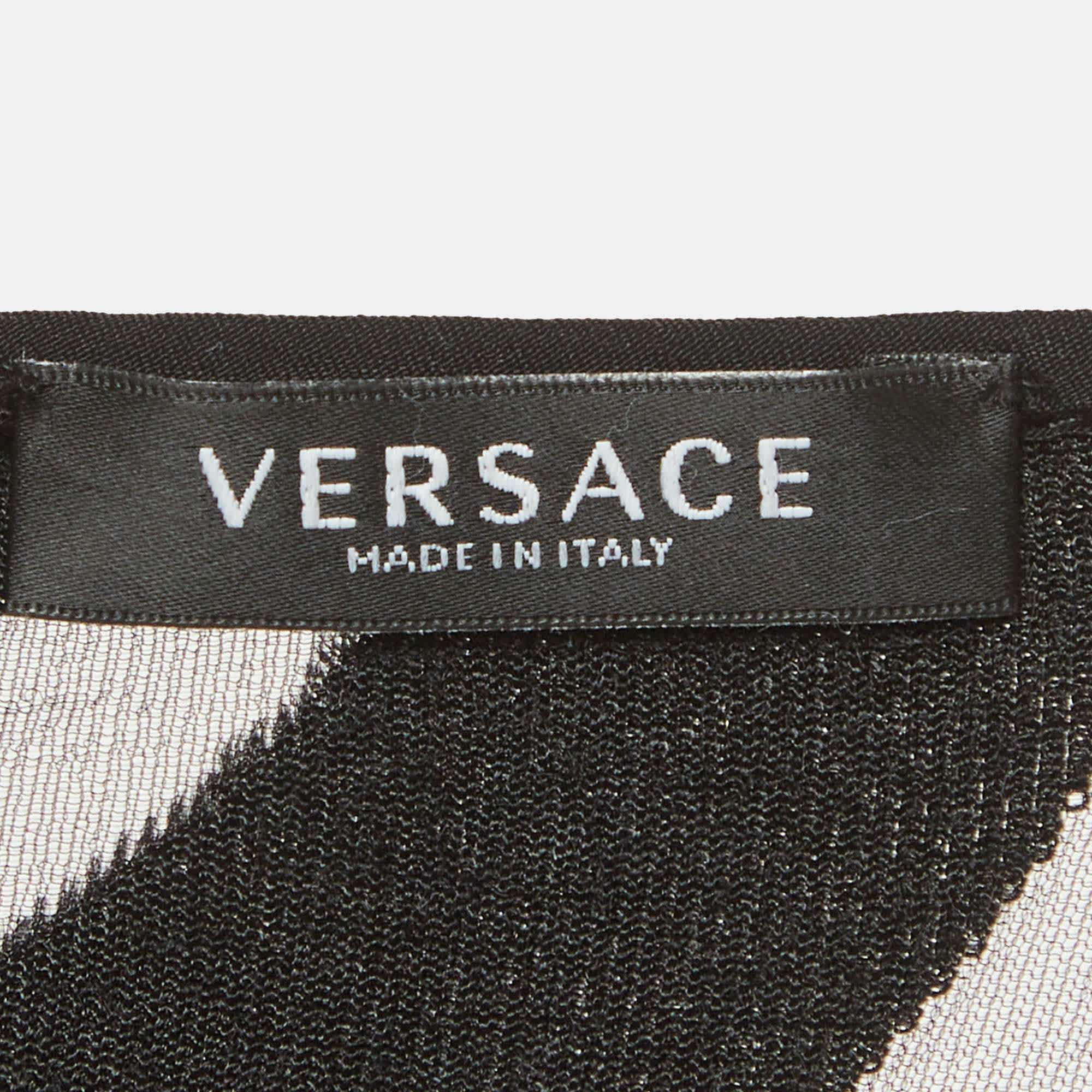 Versace Black Jersey Devore Sheer Bodysuit