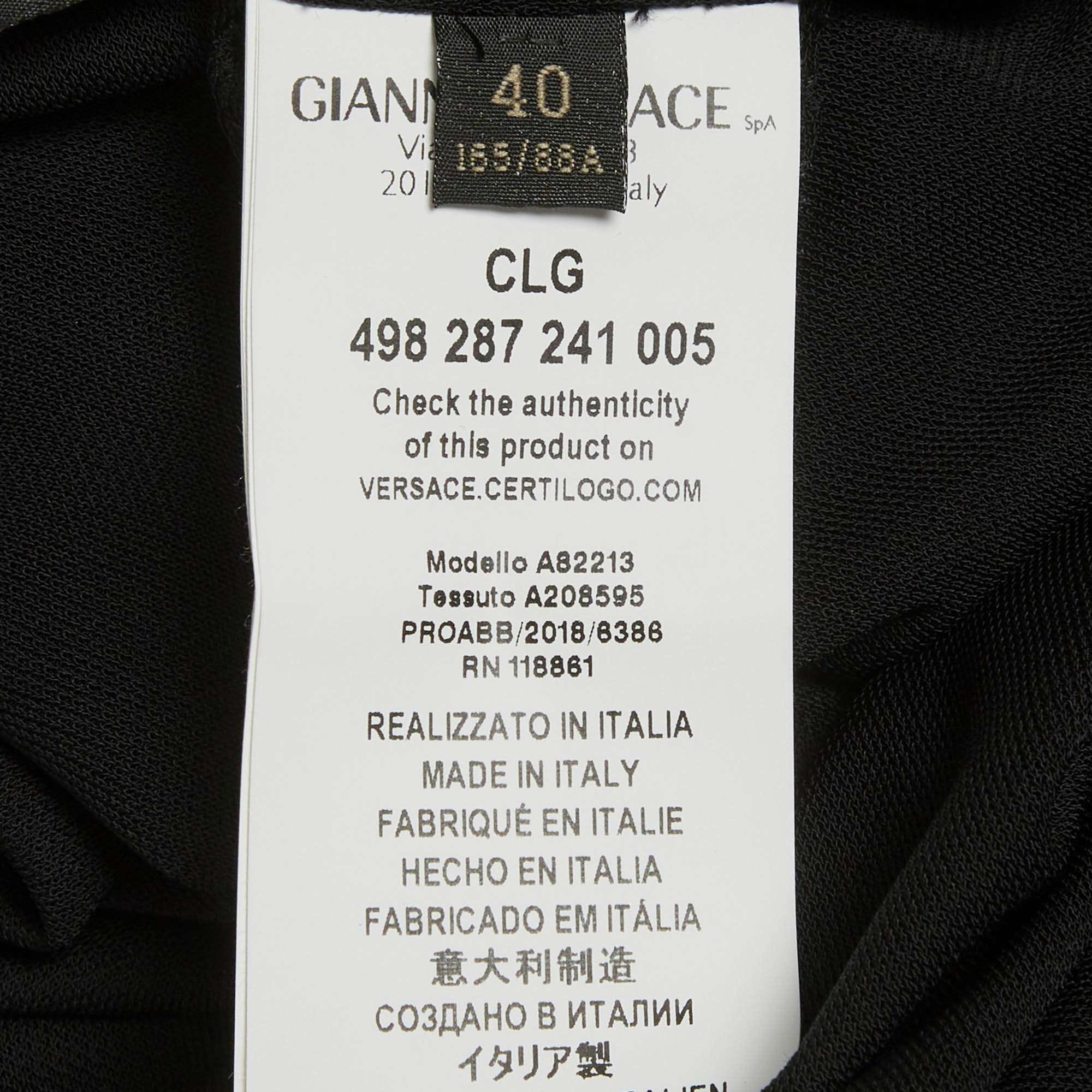 Versace Black Logo Band Jersey One Shoulder Midi Dress