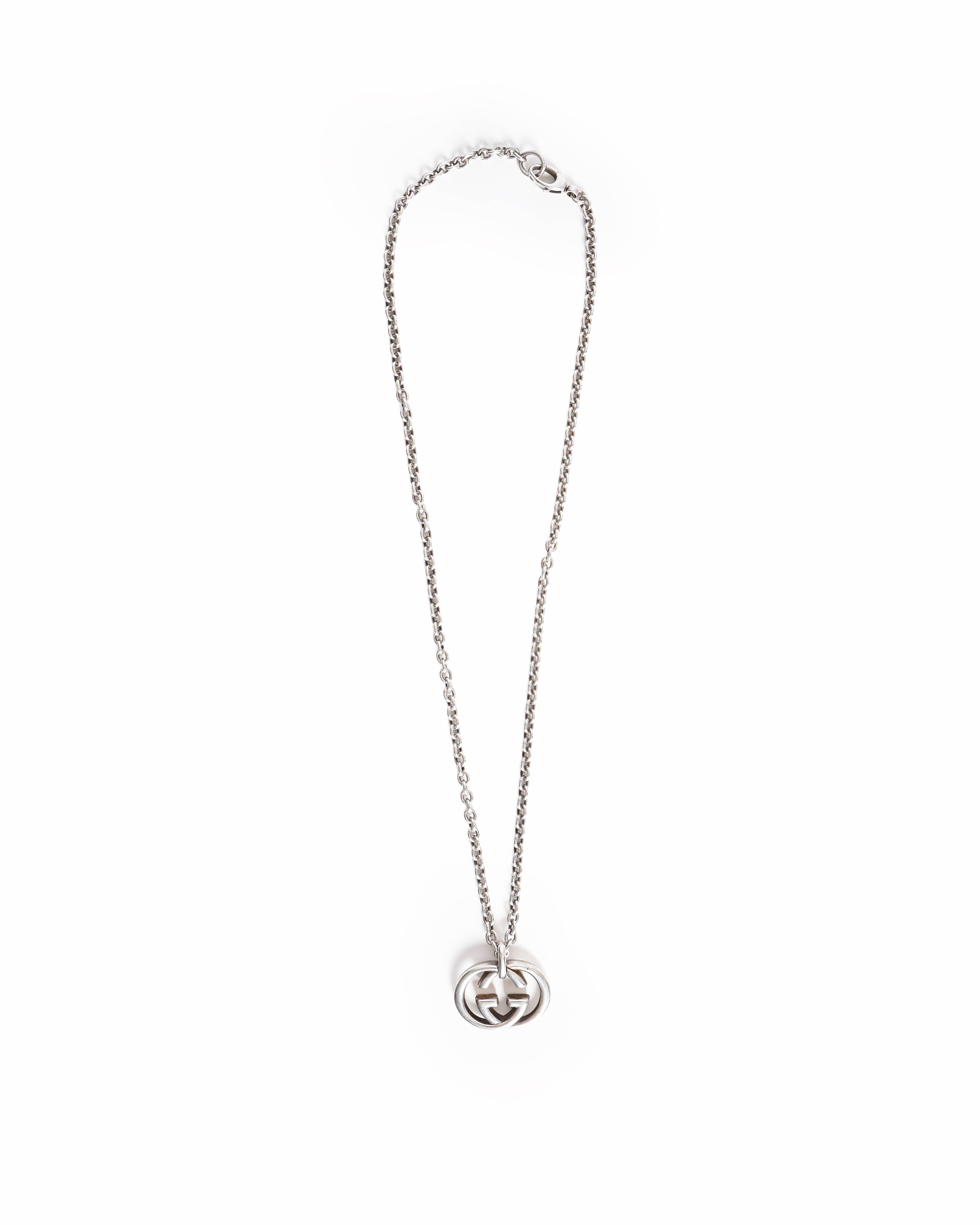 Gucci Interlocking G Sterling Silver Pendant Necklace